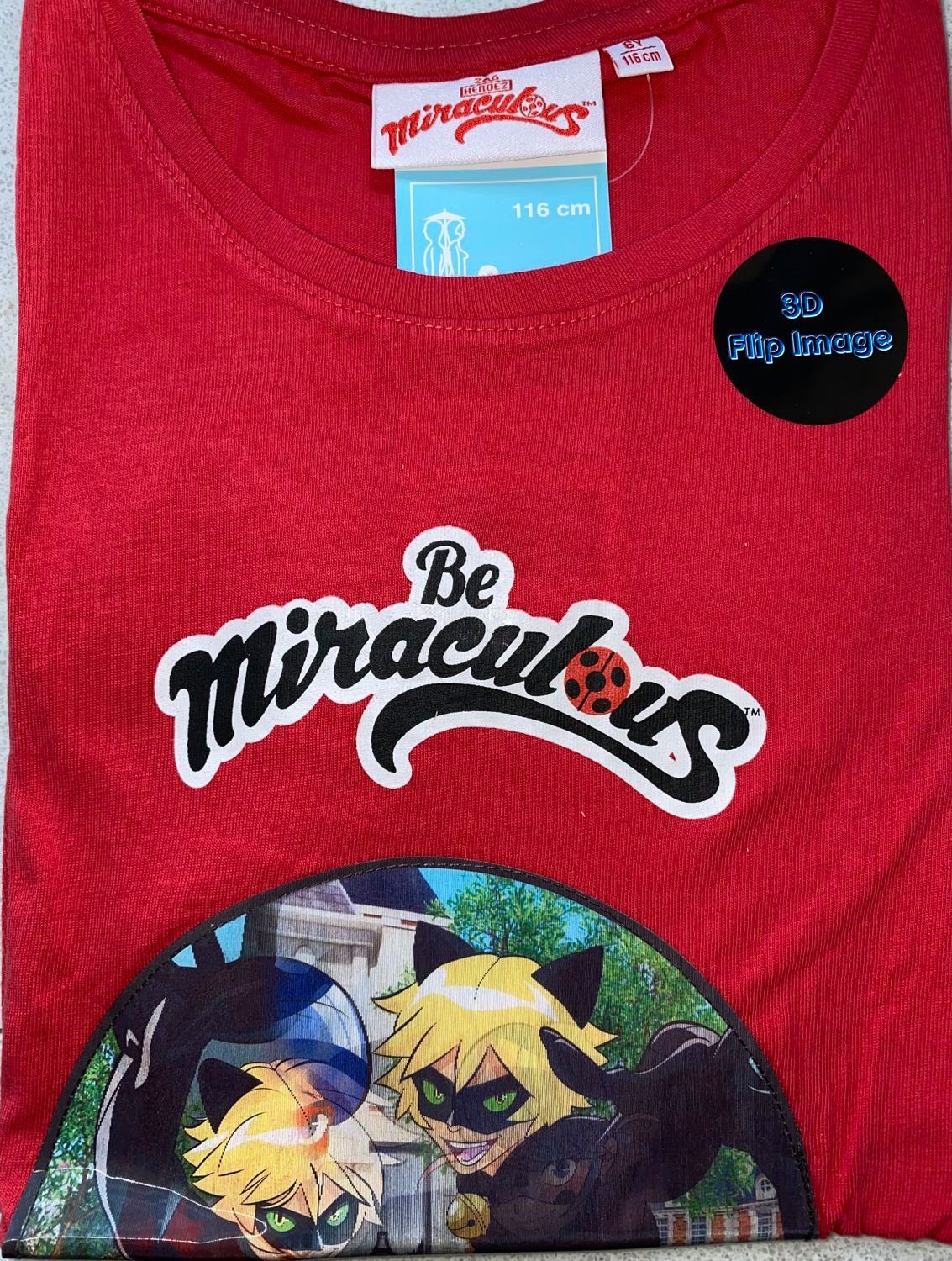 Langarmshirt MIRACULLUS LADYBUG LANGARM T-SHIRT MÄDCHEN GR.110 116 128 FÜR 5 6 8 JAHRE MIT 3D DRUCK