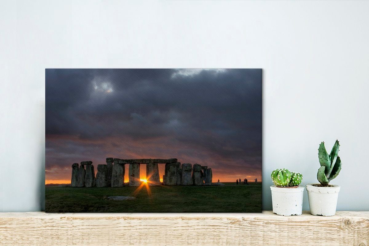 Leinwandbild in Aufhängefertig, Wanddeko, Wandbild Leinwandbilder, 30x20 (1 England, Sonnenuntergang St), OneMillionCanvasses® Stonehenge cm in