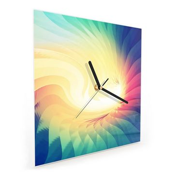 Primedeco Wanduhr Glasuhr Wanduhr Wandkunst Größe 30 x 30 cm mit Motiv Digitaler Hintergrund