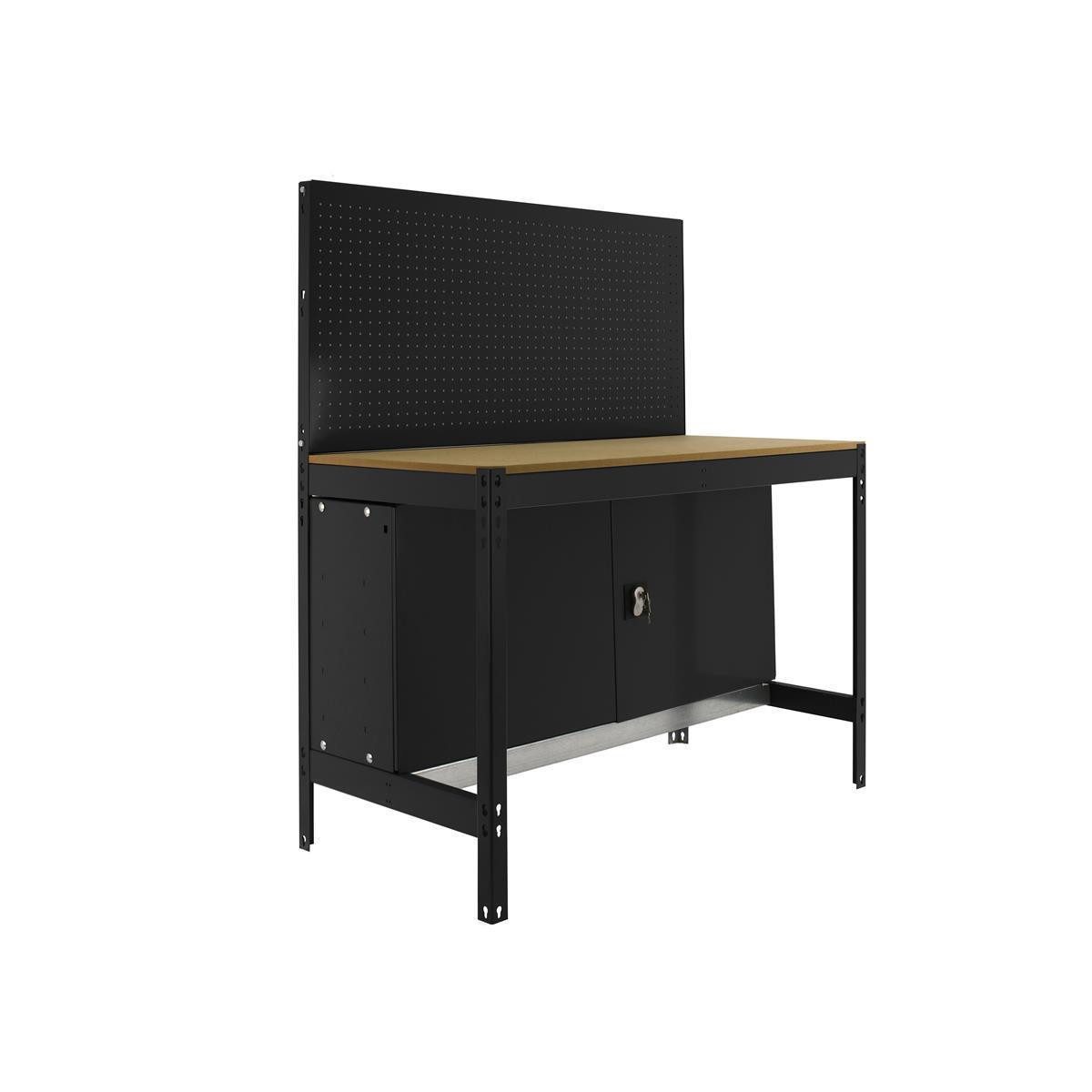 PROREGAL® Werkbank BUFFALO mit Werkzeugwand und Schrank, 84x90x61cm, Traglast 400kg