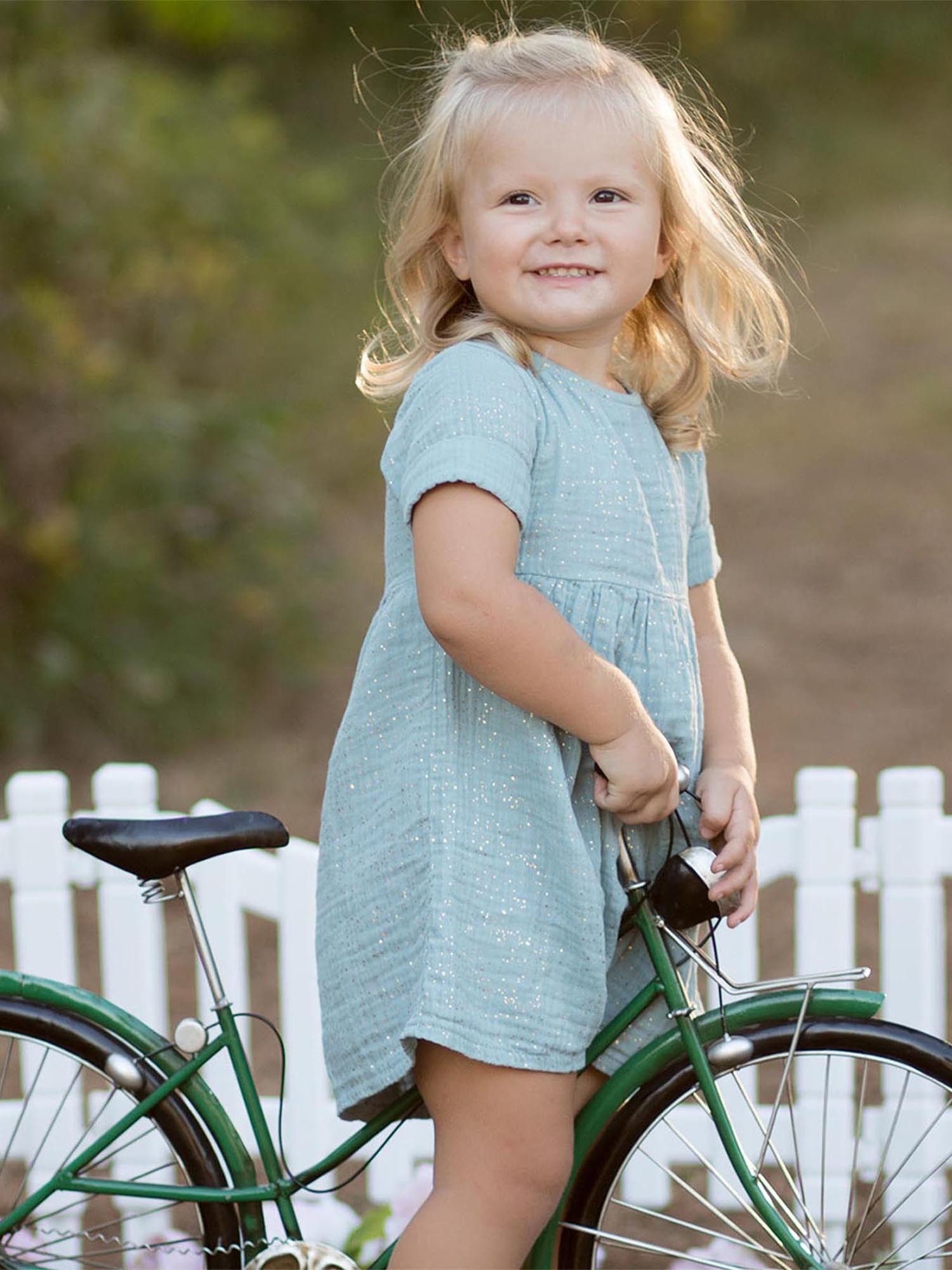 OrganicEra Sommerkleid Baby Kleid Musselin Glitzer aus Bio-Baumwolle (Einzelstück, 1-tlg) GOTS-zertifiziert