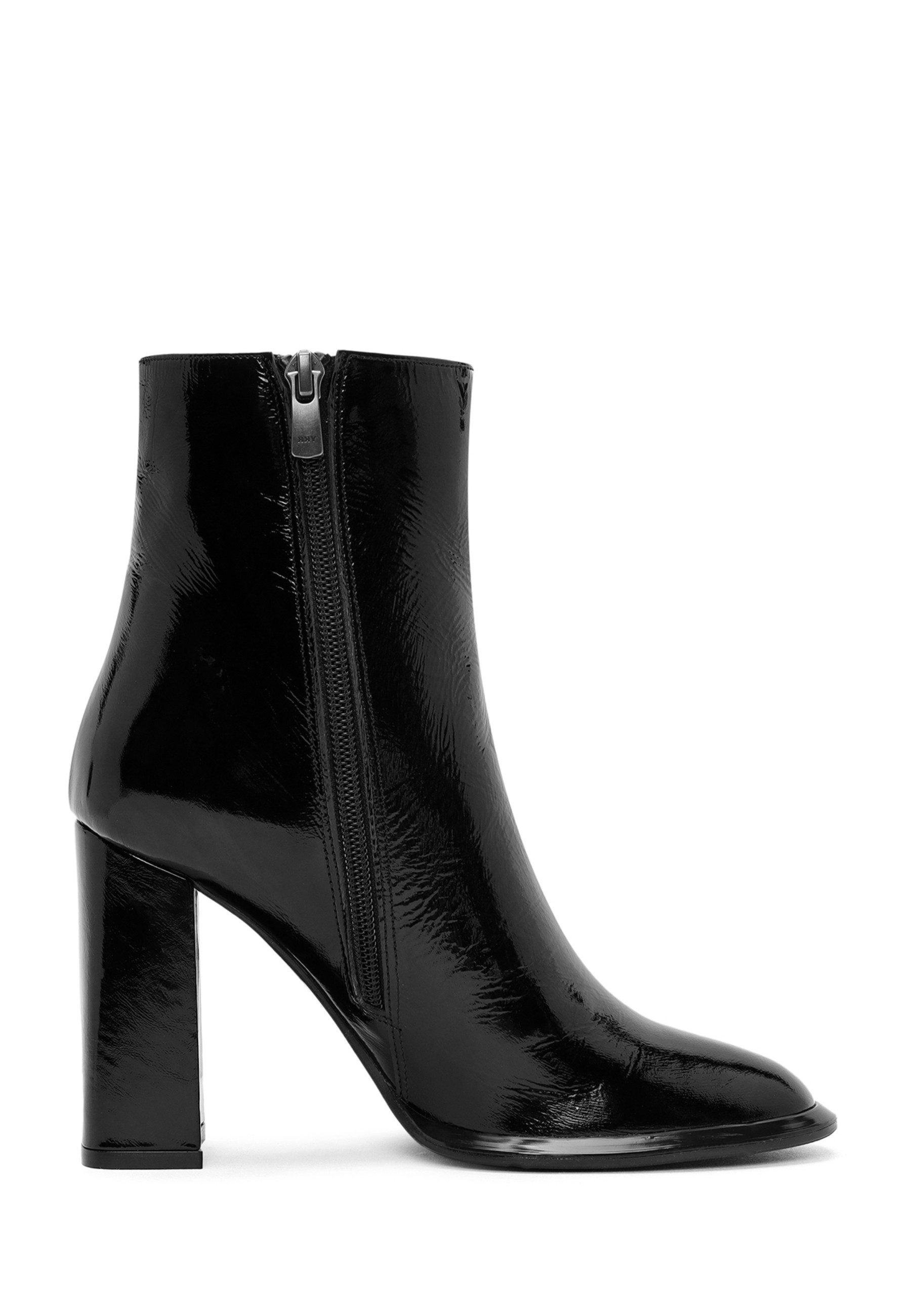 Derimod Absatz-Stiefeletten aus Lackleder Ankleboots Reißverschluss, Textilfutter, TPU Sohle, Absatz 8 cm