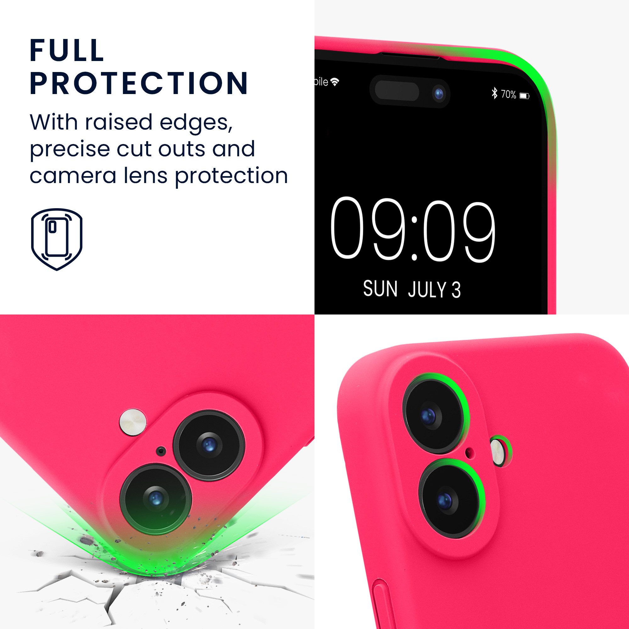kwmobile Handyhülle Handyhülle für Apple iPhone 16 Hülle, gummierte Handy Silikon Case - Schutzhülle Cover