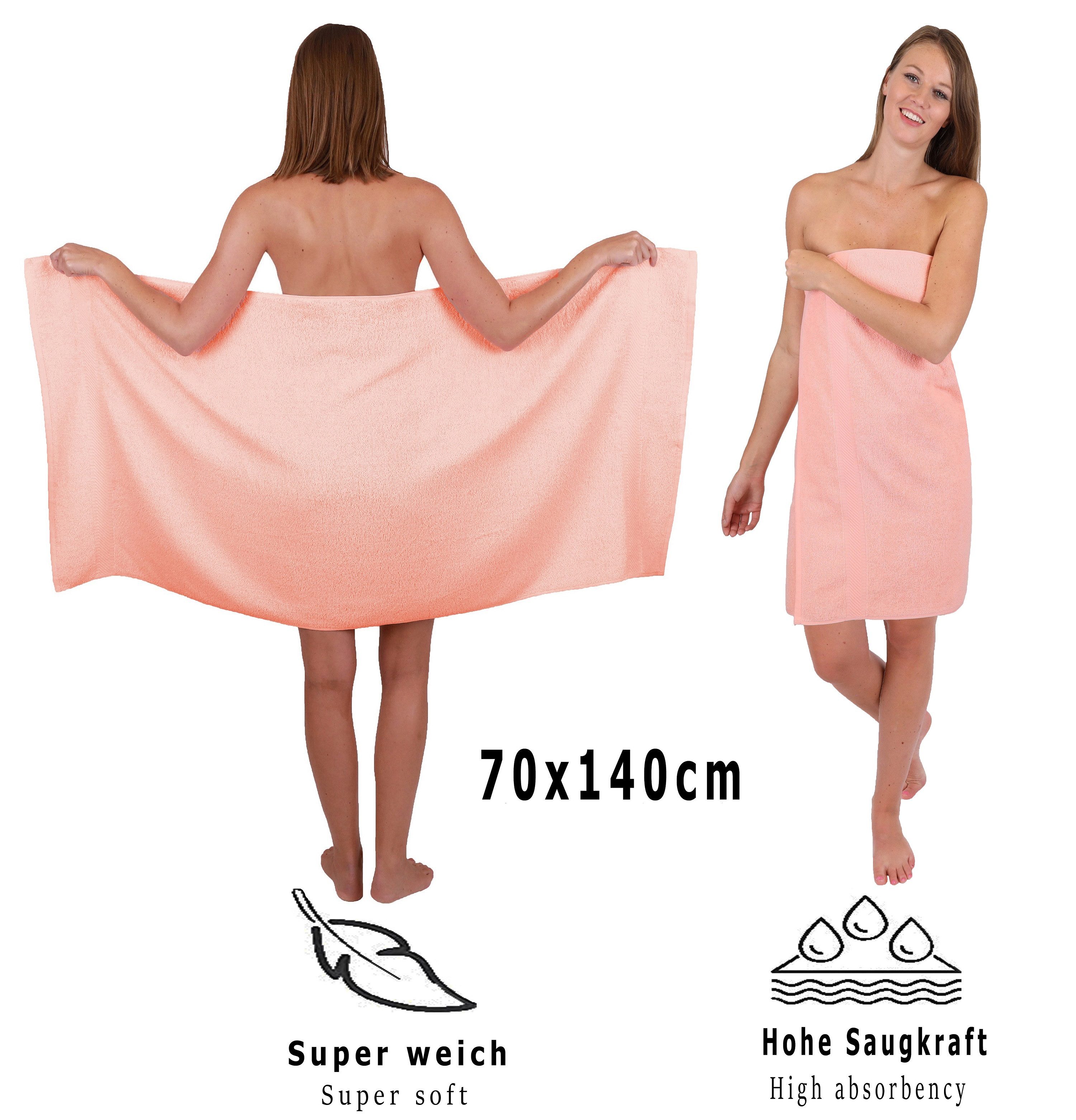 Betz Duschtücher 2 Stück Duschtücher Palermo 100% Baumwolle 70 x 140 cm Farbe apricot, 100% Baumwolle