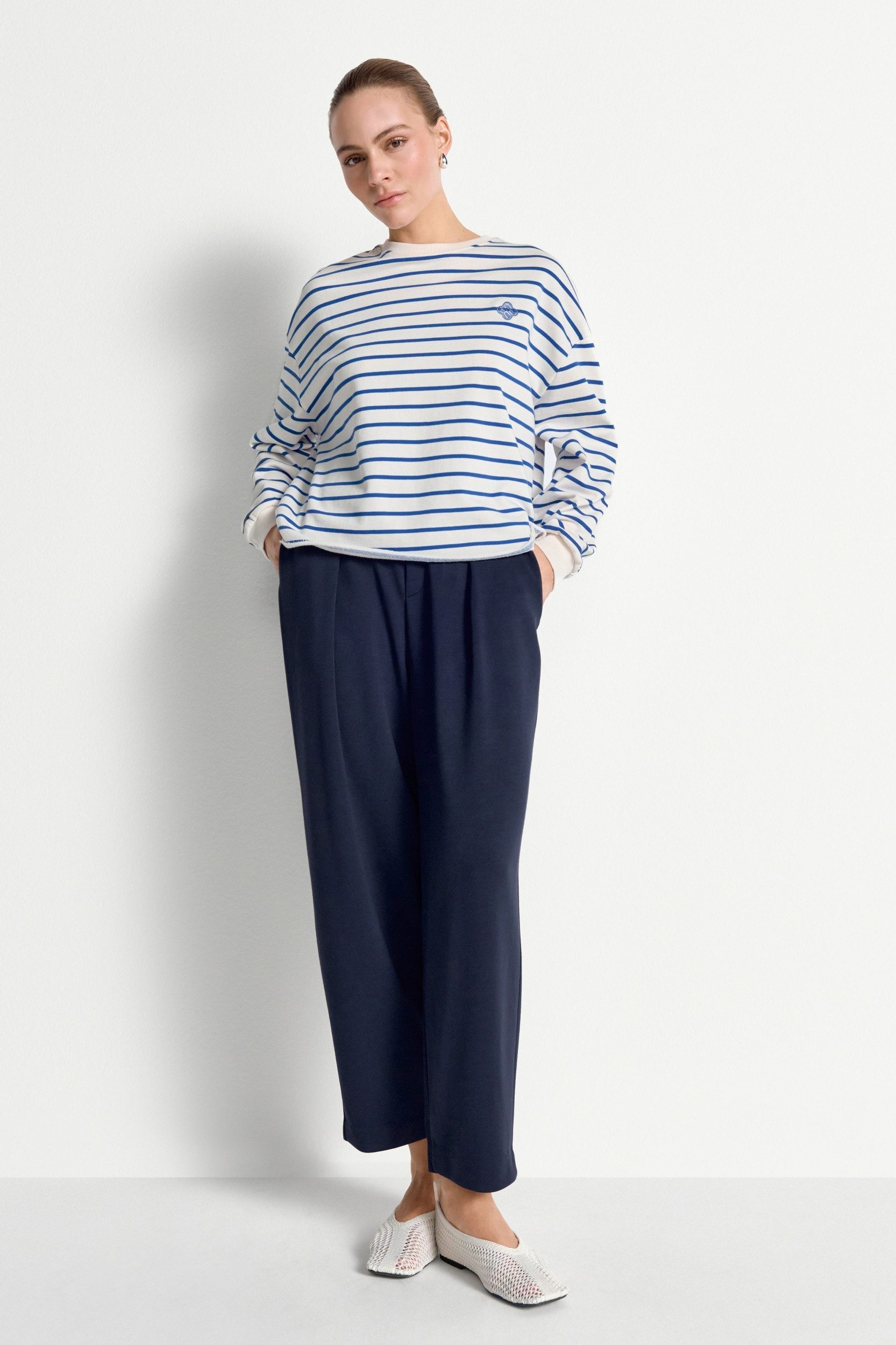RICHROYAL Sweatshirt O Striped Sweatshirt, royal blue