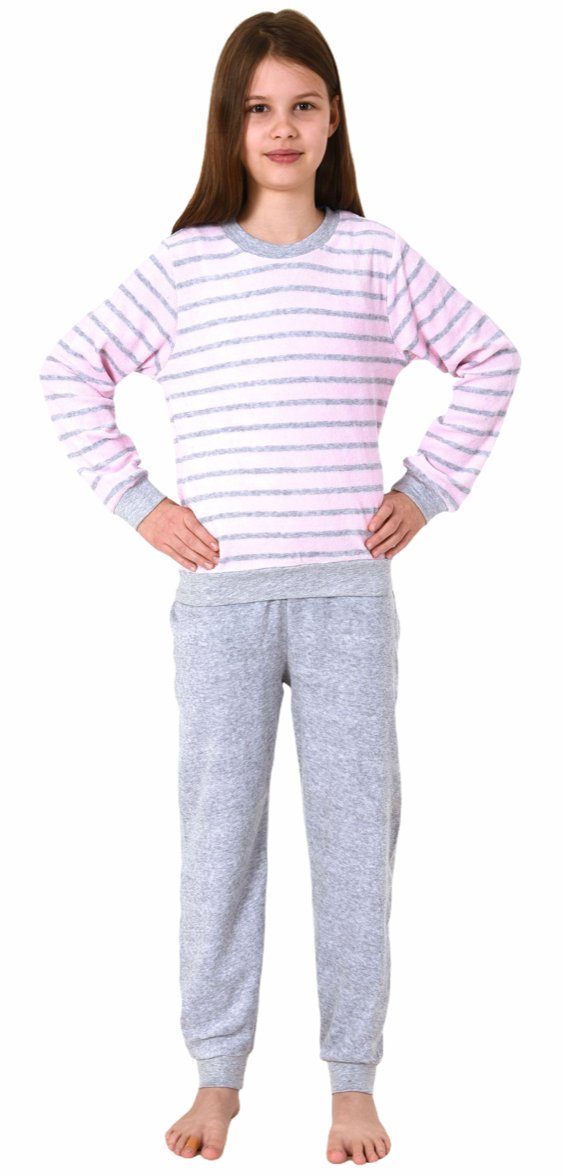 Normann Pyjama »Mädchen Frottee Pyjama langarm mit Bündchen Schlafanzug mit  Herz - Motiv - 65498« online kaufen | OTTO