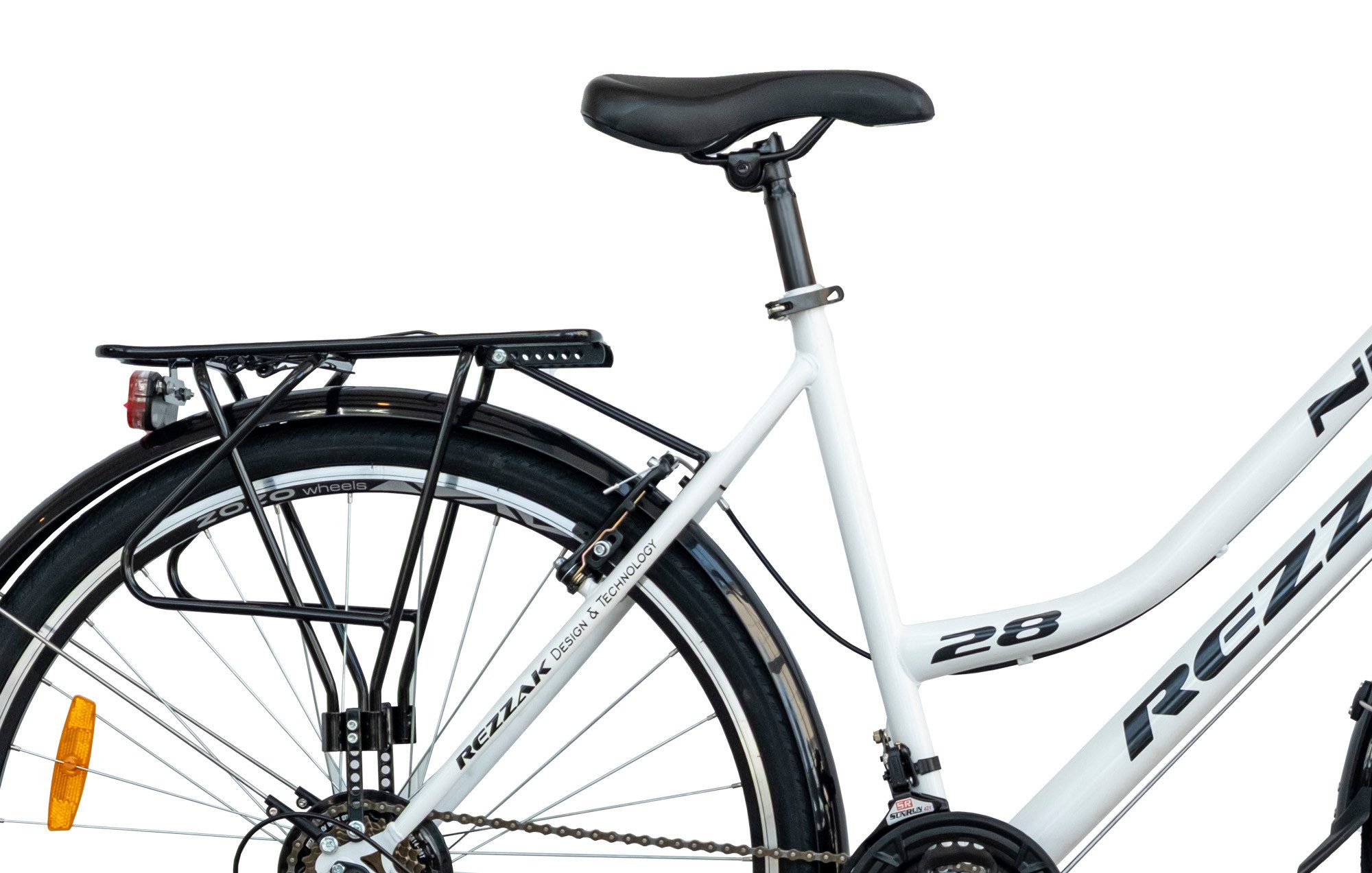 Rezzak City Bike Women's Bicycle 28 Inch City Bike with 21-Speed ​​White Black, 21-Speed ​​Shimano Derailleur Gears