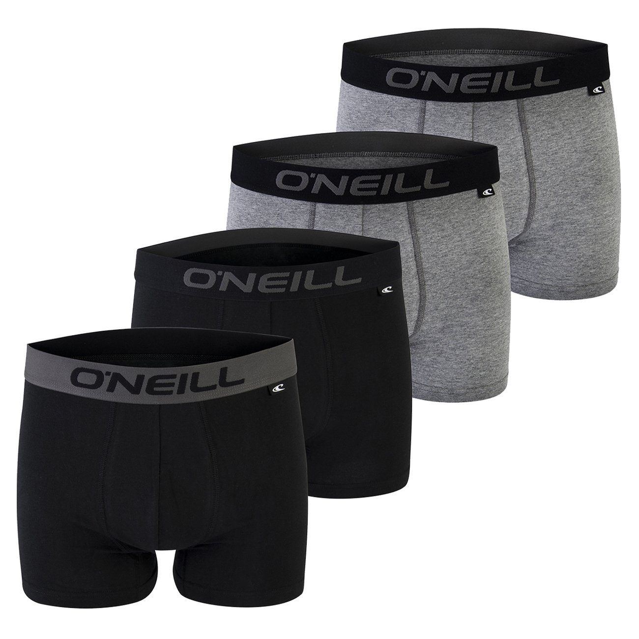O'Neill Boxershorts Men boxer O'Neill plain Multipack (4-St) mit Logo Webbund 2x Black (6969P) & 2x Antracite (6868P)