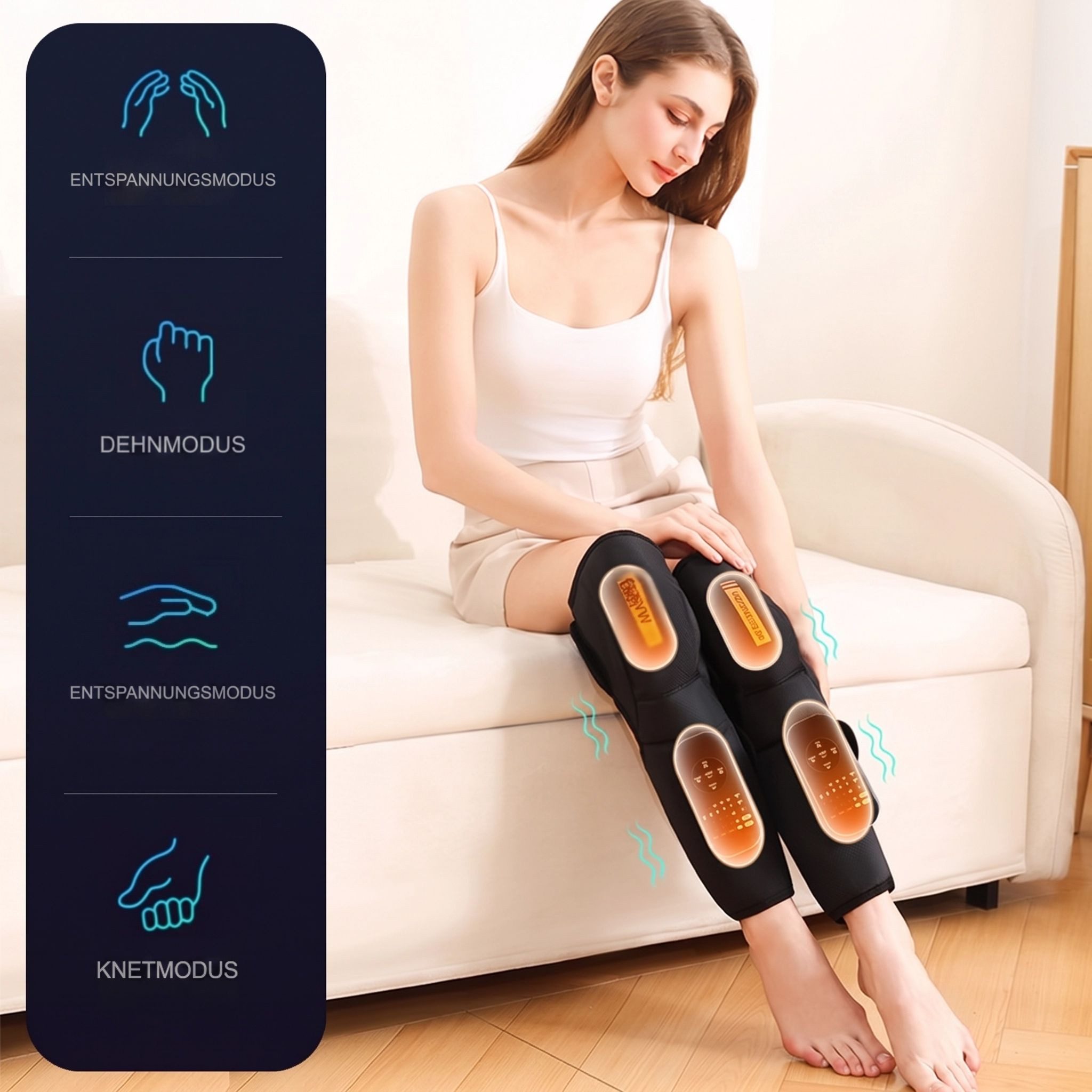 BBG Massagegerät Elektrisches Knie- und Beinmassagegerät mit Wärme, Luftdruckmassage und Vibration, 4 Massageprogramme 1-tlg., 5 Vibrationsstufen, 3 Temperaturs – Bild 3 von 5