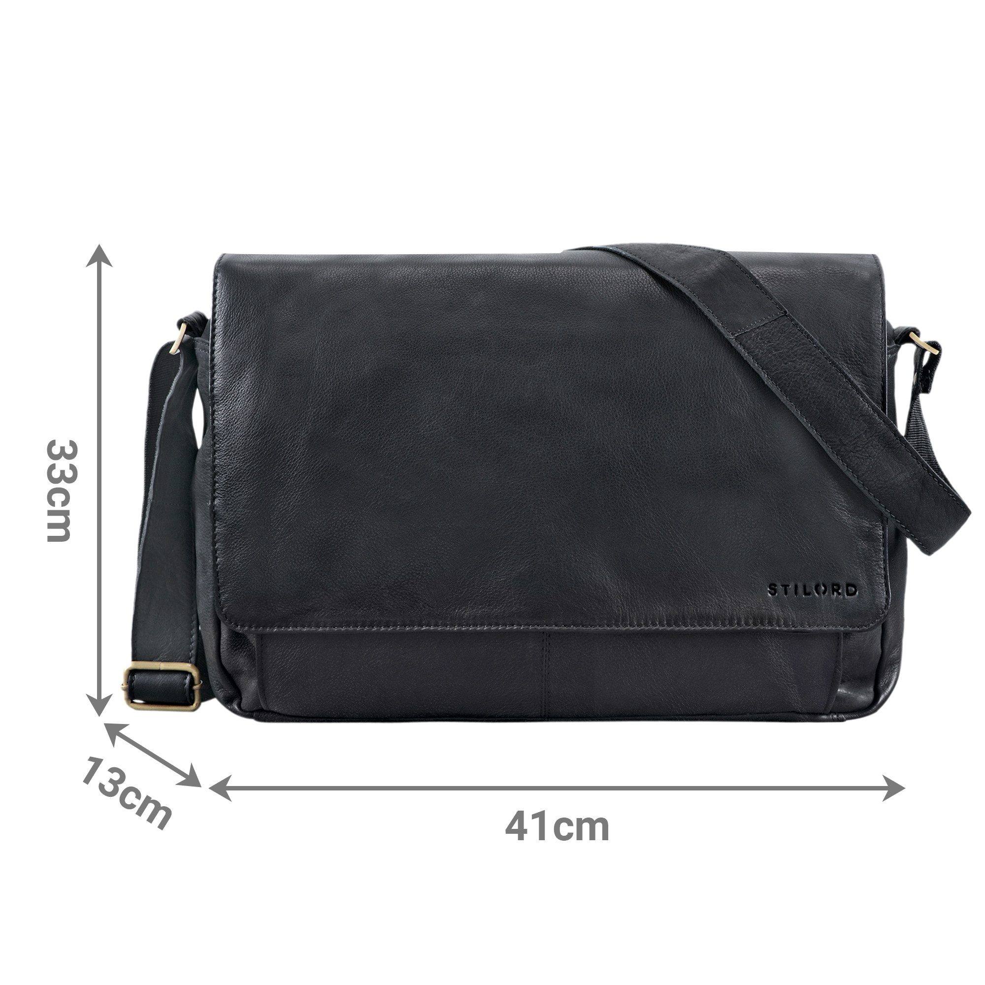 STILORD Laptoptasche "Como" Vintage Umhängetasche Herren Leder 15,6 Zoll