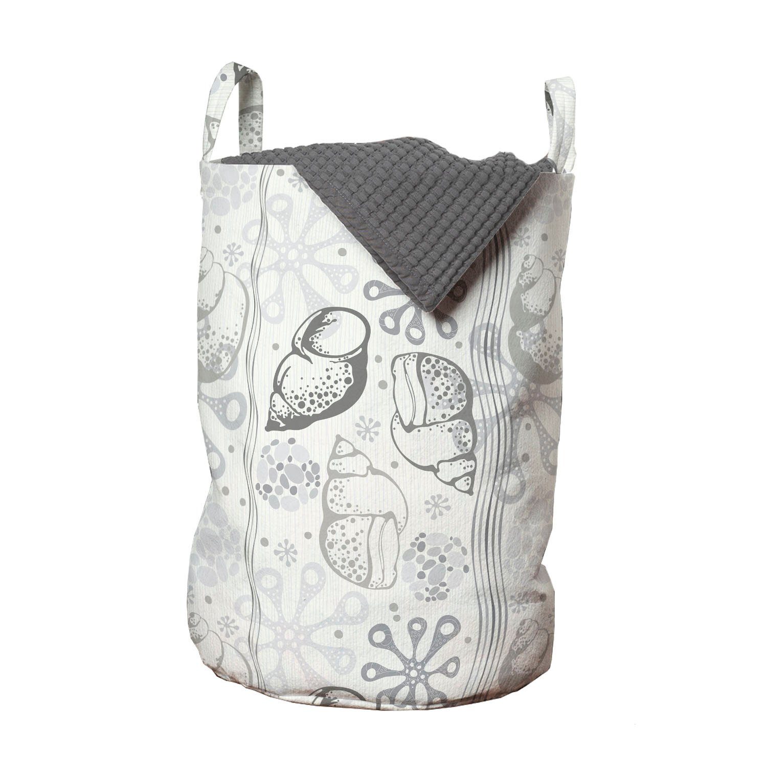 Abakuhaus Wäschesäckchen Wäschekorb mit Griffen Kordelzugverschluss für Waschsalons, Abstrakt Snail Meer Symbole Kunst