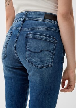 QS Stoffhose Jeans Catie / Slim Fit / Mid Rise / Slim Leg Destroyes, Waschung