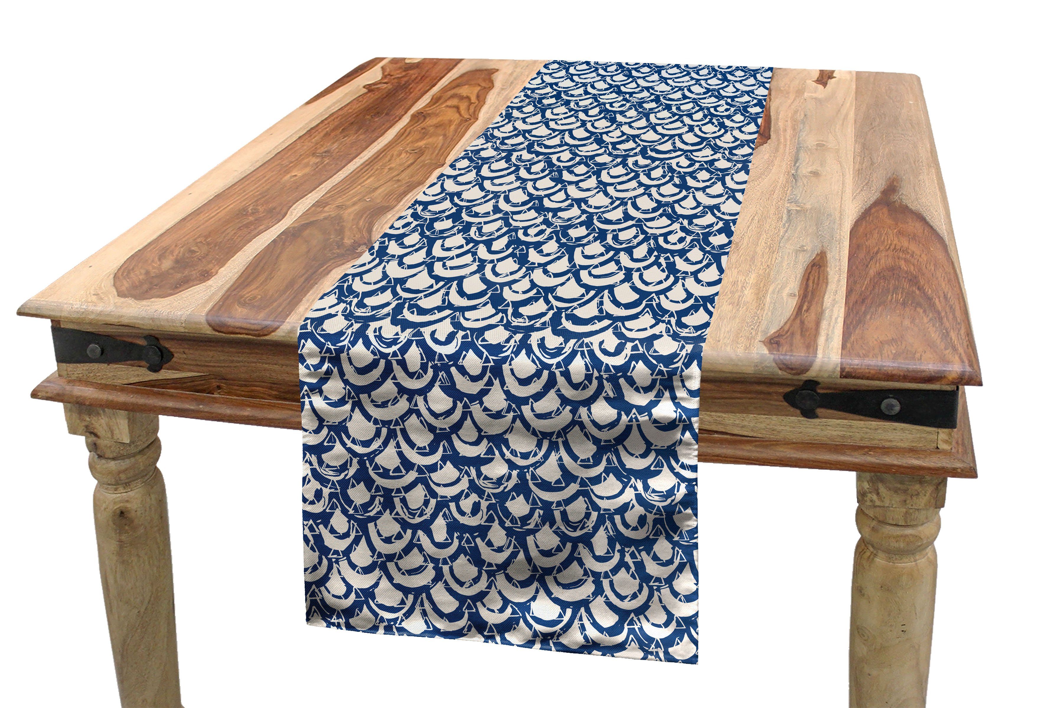 Abakuhaus Tischläufer Esszimmer Küche Rechteckiger Dekorativer Tischläufer, Ethnisch Indonesische Batik Tile