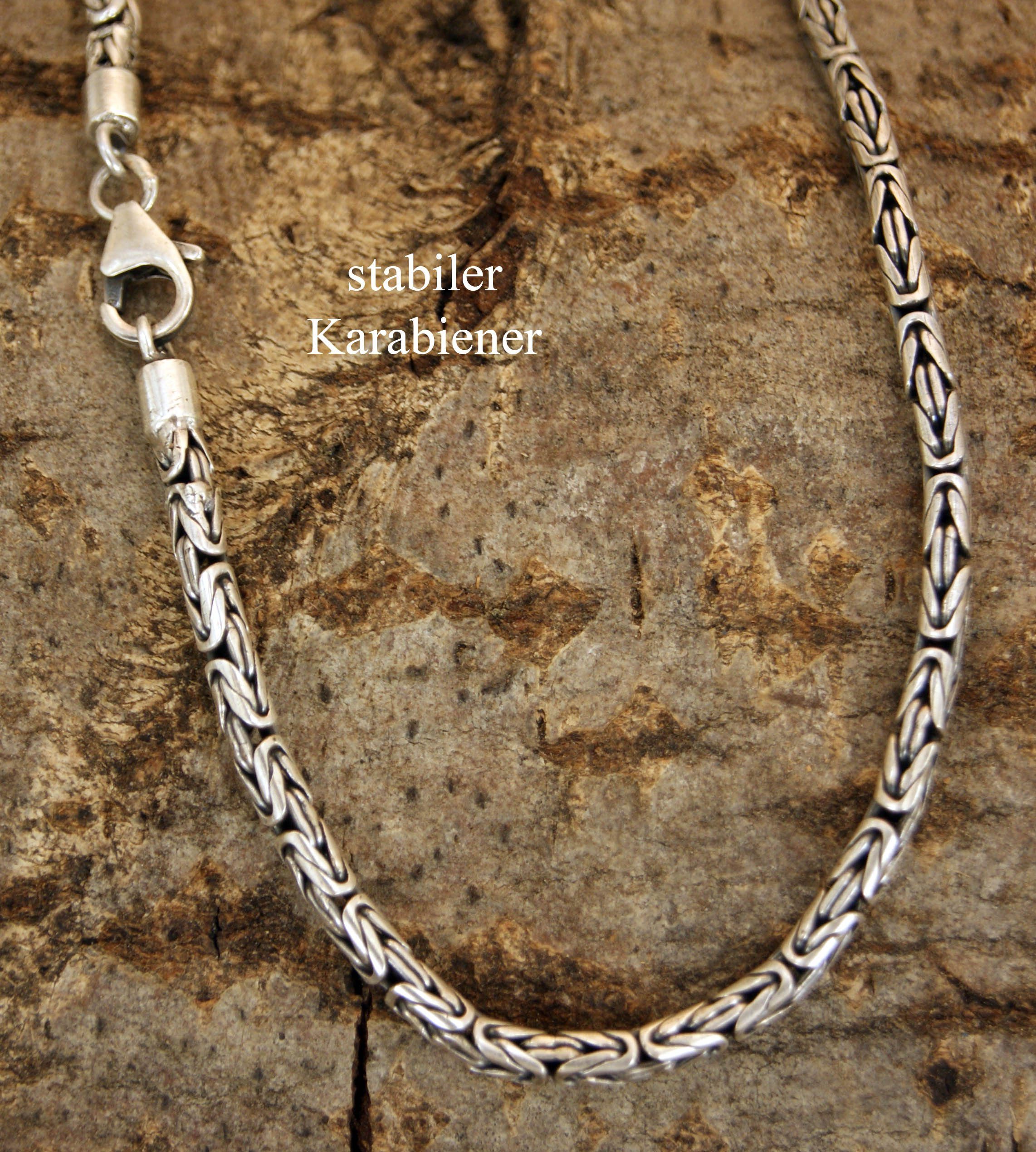 of 925 mm runde edle Leather 45+55+65cm 3 Kiss Königskette Silberkette Sterlingsilber