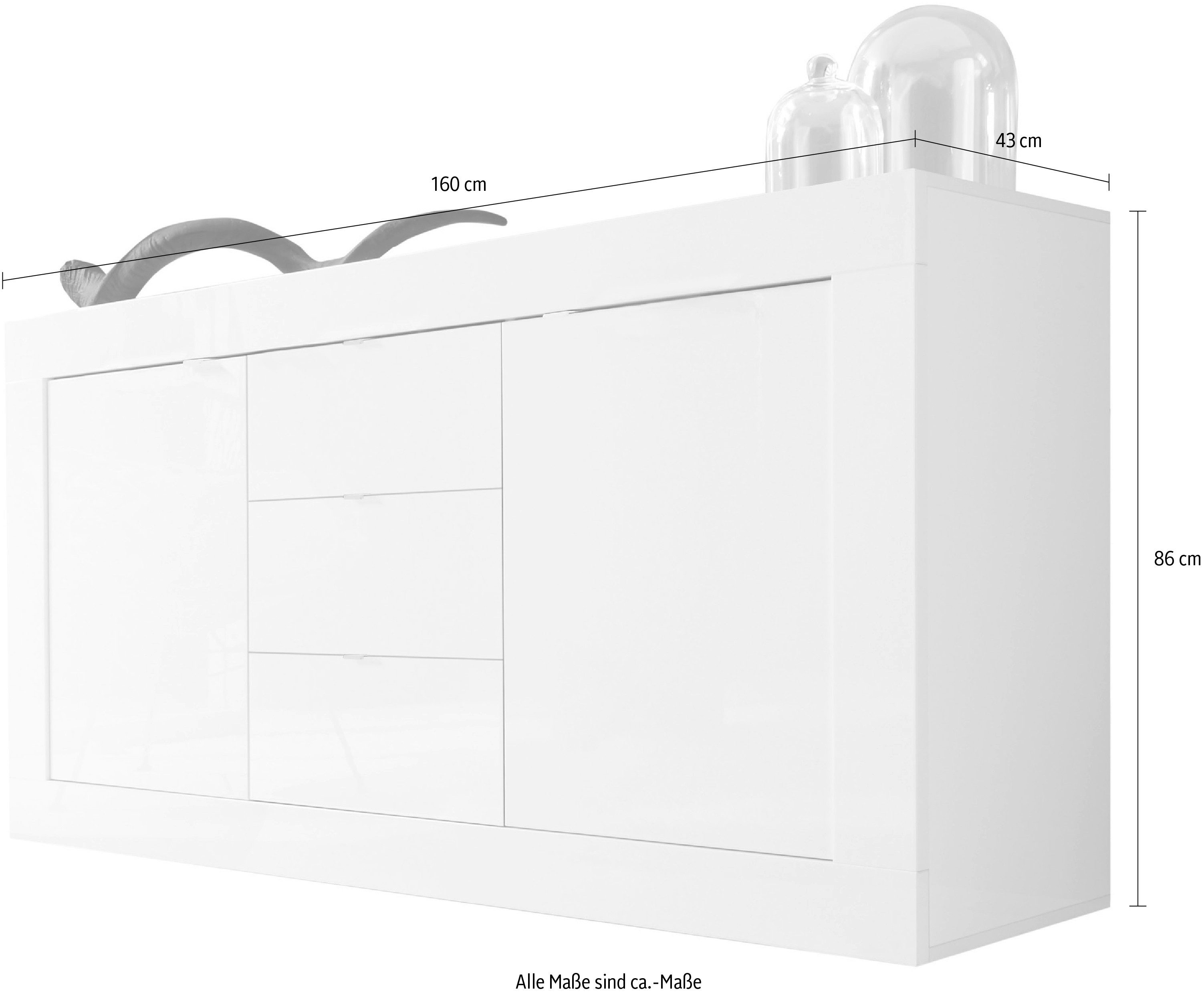 Home affaire Sideboard Basic, Breite 160 cm, 2 Türen 3 Schubkästen