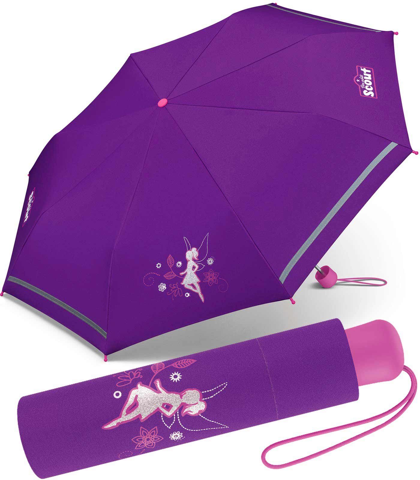 reflektierend leicht Basic Taschenregenschirm Scout Mini bedruckt, Kinderschirm