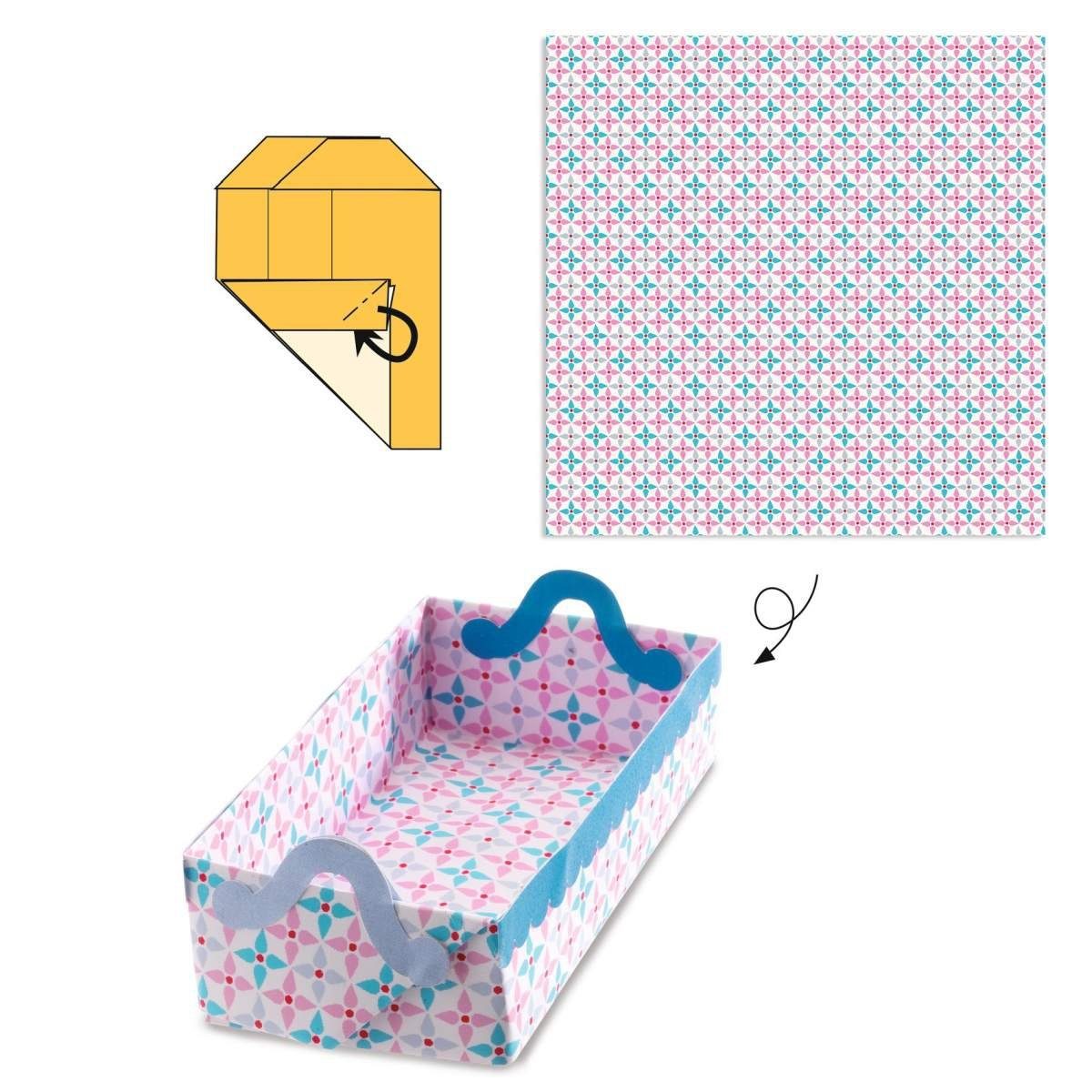 DJECO Kreativset Origami Kleine Origami-Bögen 105 24 Geschenkboxen Aufkleber