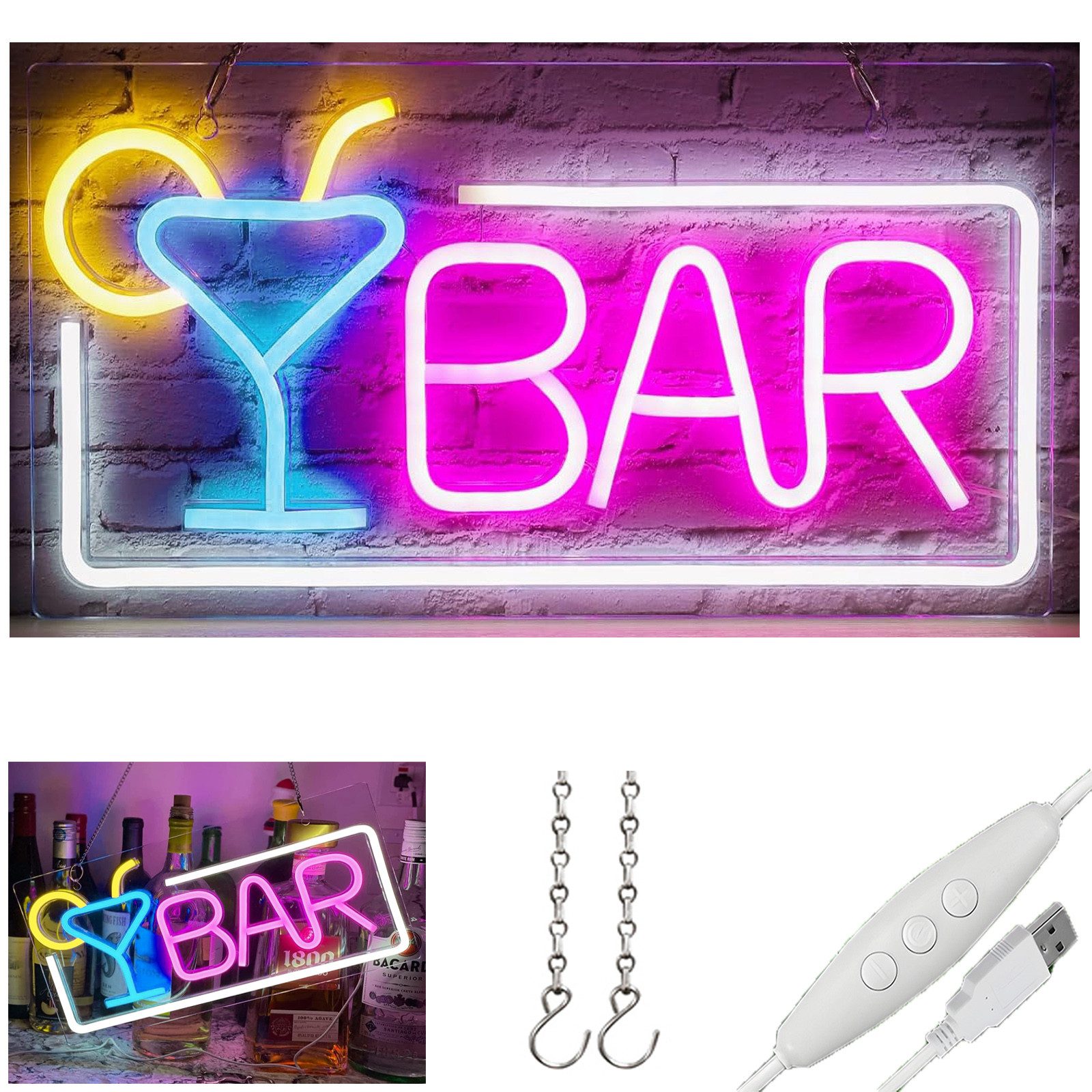 MUPOO LED Dekolicht LED-Neonschild Bar Dimmbar Neonlicht Ein-/Aus Schalter günstig online kaufen