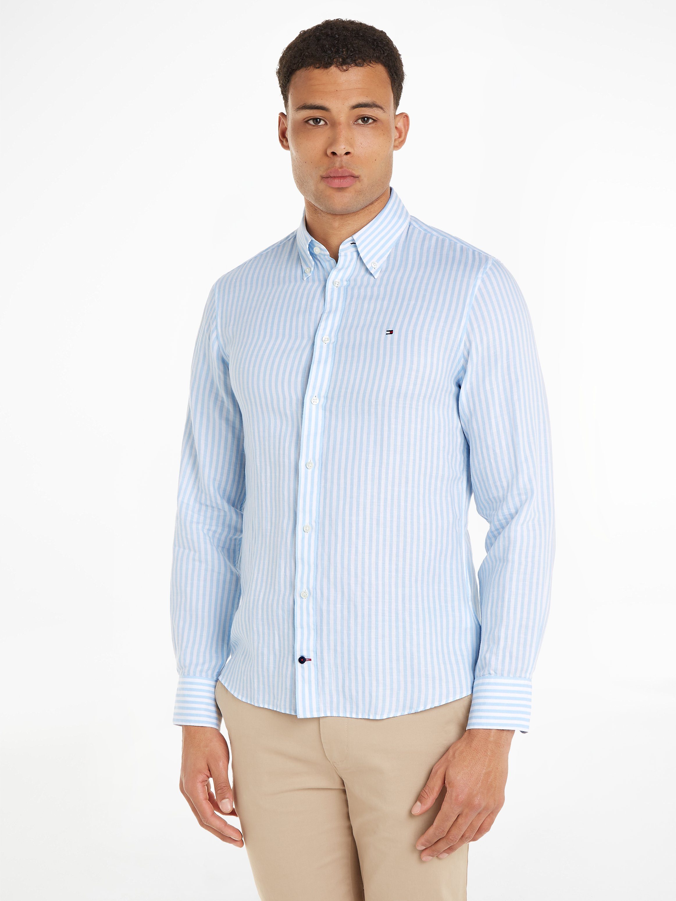 Tommy Hilfiger Langarmhemd CL W-COTTON LINEN STRIPE SHIRT modisch gestreift