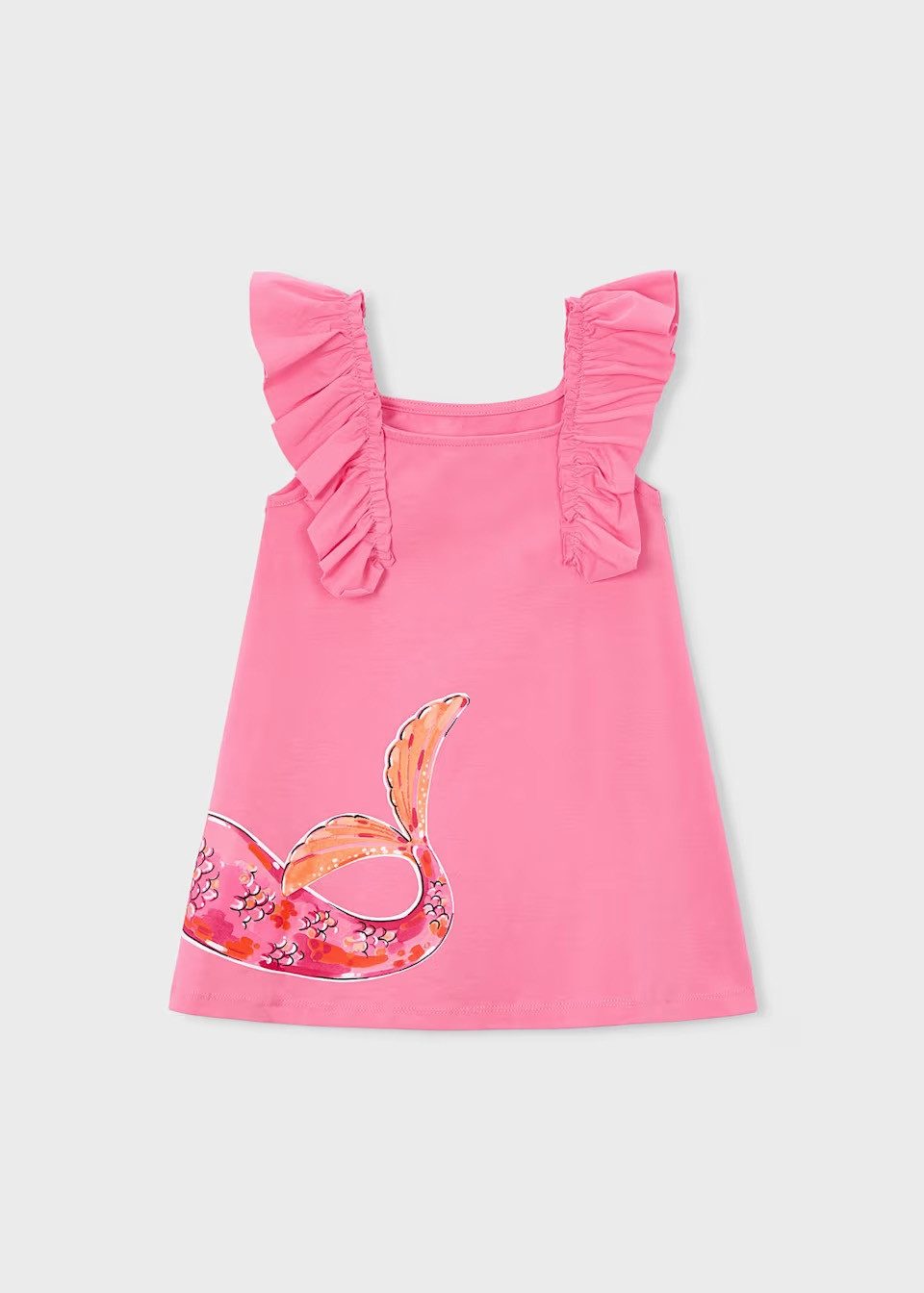 Mayoral Druckkleid Mädchen Jerseykleid mit Meerjungfrau, Glitzer und 3D-Effekten