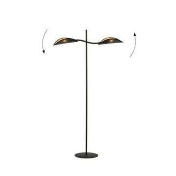 Licht-Erlebnisse Stehlampe BECKA, ohne Leuchtmittel, Stoff Metall 150 cm in Schwarz Gold E14 2-flammig Modern