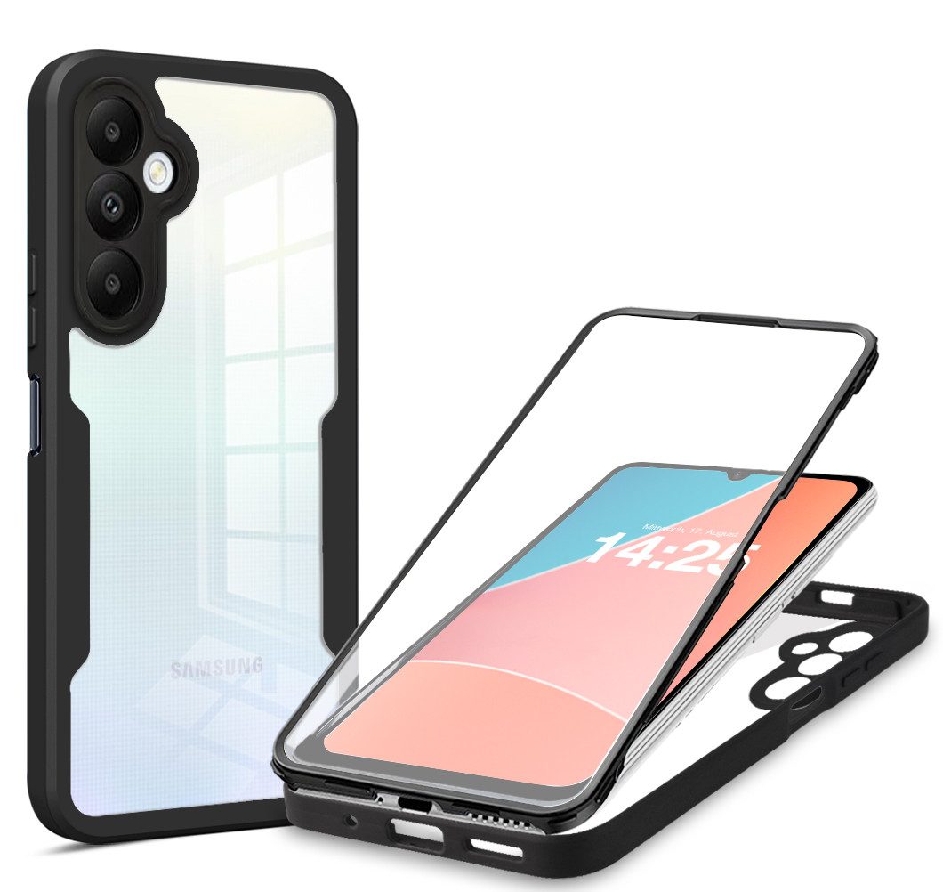 Tec-Expert Handyhülle 360 Grad Hülle für Samsung Galaxy A25 5G 6.5 Zoll, 6.5, Rundum Schutz Cover Case Hülle robust