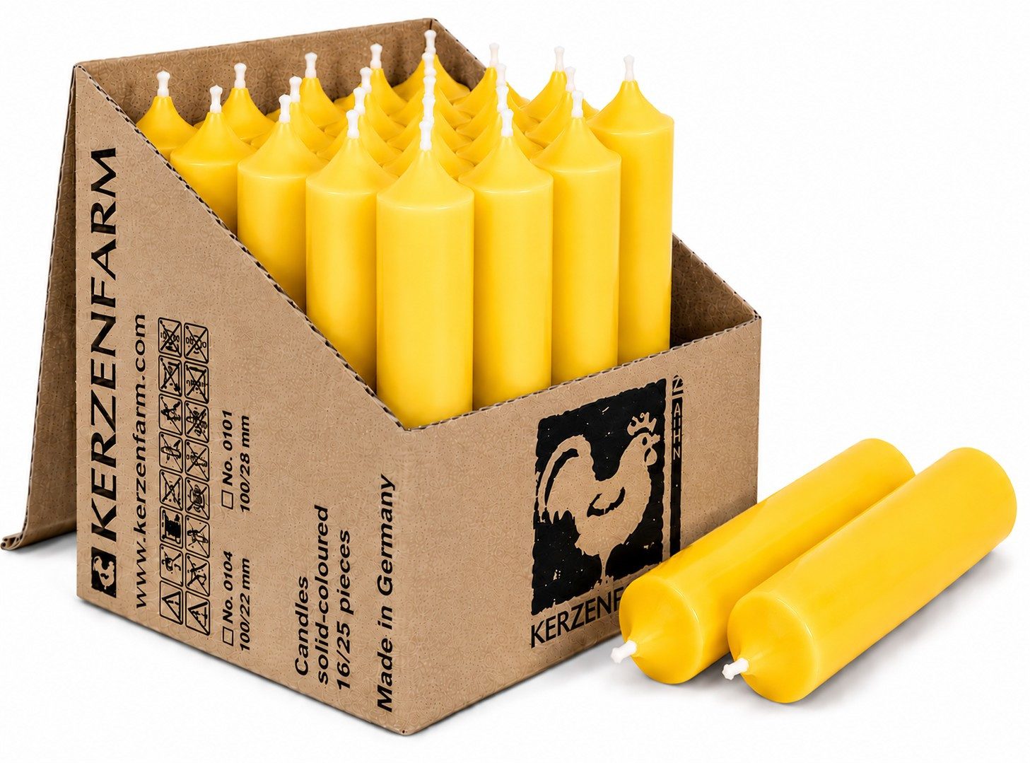 Hahn Kerzenfarm Spitzkerze Stabkerzen kurz 25 Stück, 10 cm, Ø 2,2 cm, Made in Germany