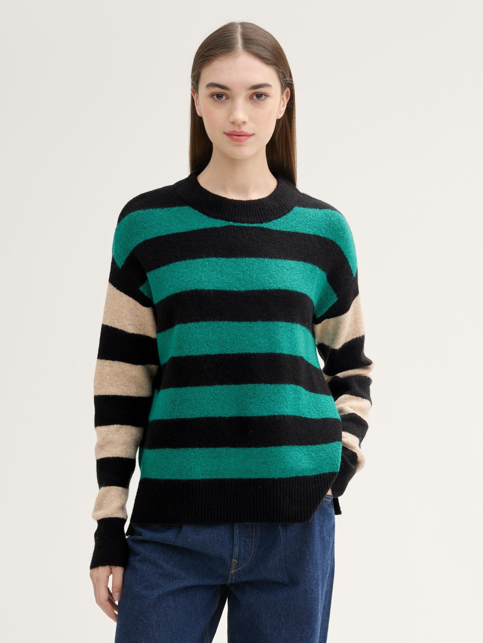 Strickpullover Gestreifter Strick Pullover