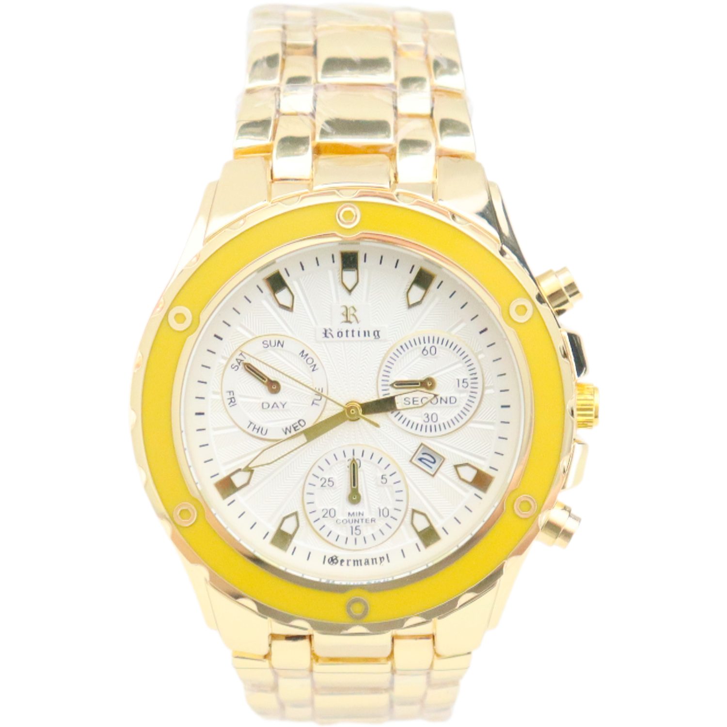 Quarzuhr Herrenuhr weißes Ziffernblatt in Chrono-Look Design Datumsanzeige