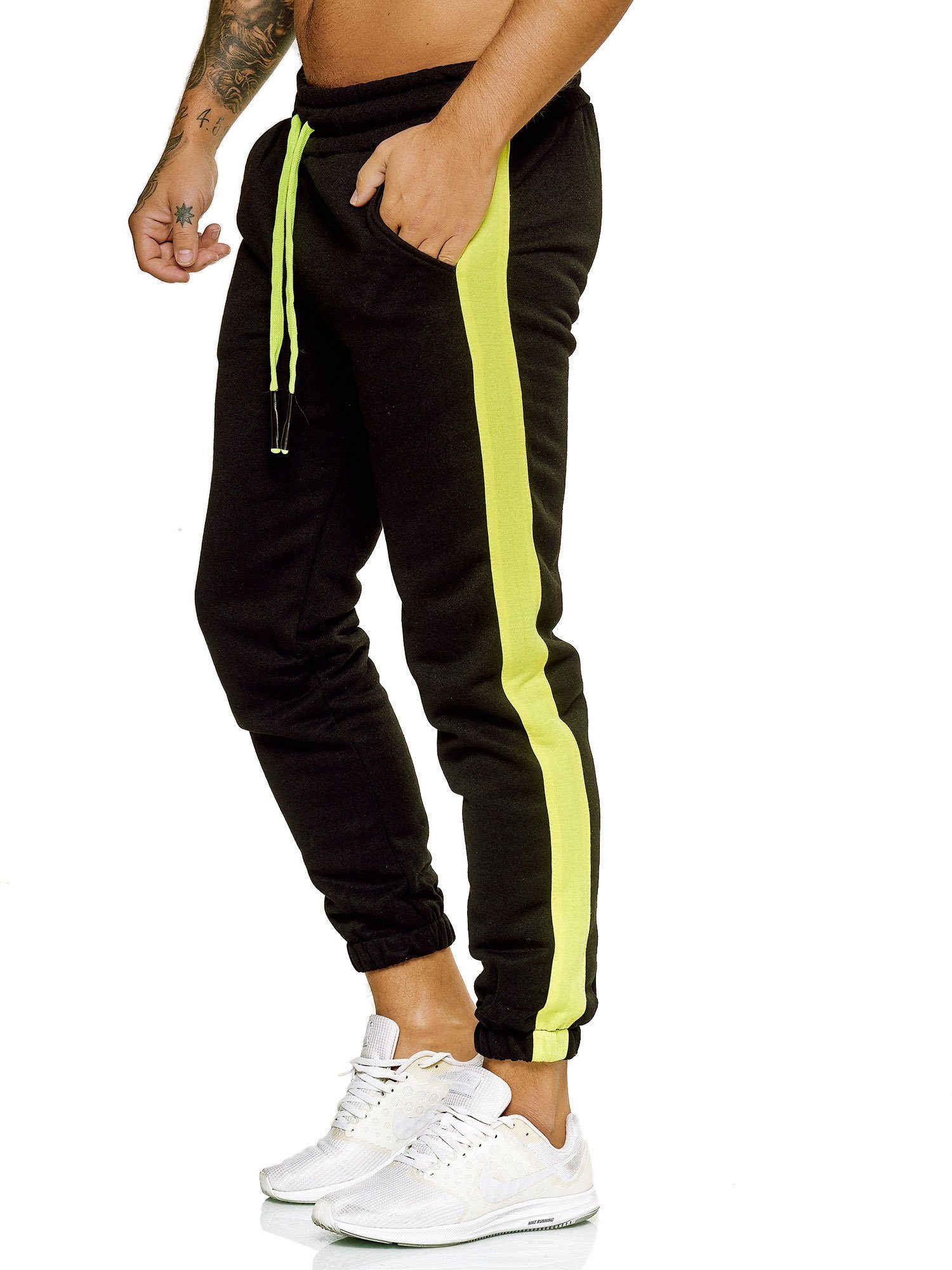 Streetwear Jogginghose Sporthose (1-tlg) Hose Code47 Schwarz Gelb Trainingshose Fitness Jogginghose Jogger