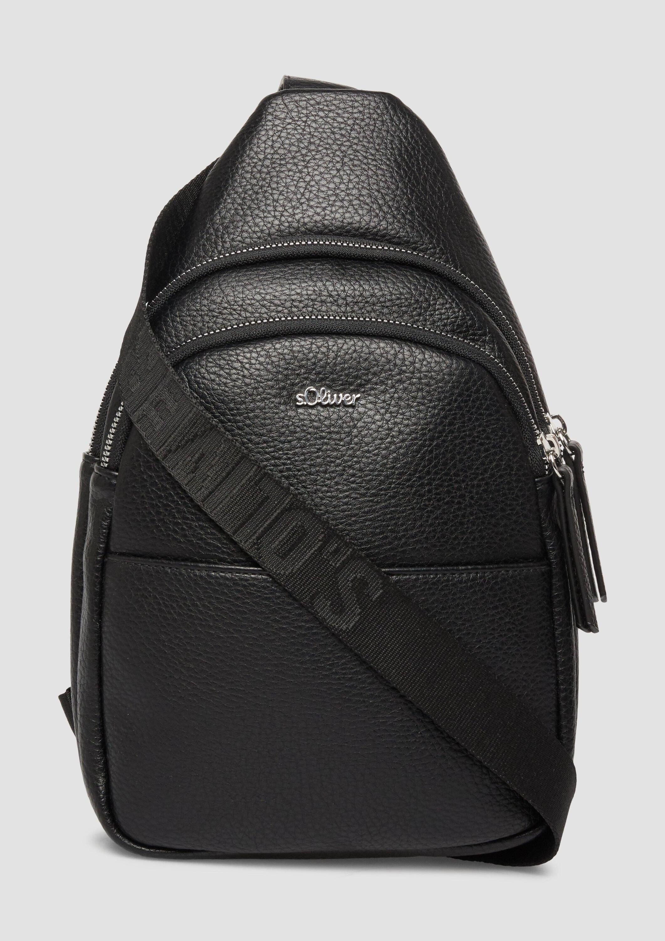 s.Oliver Rucksack Tasche, Rucksack in Leder-Optik mit Logo und Reißverschluss