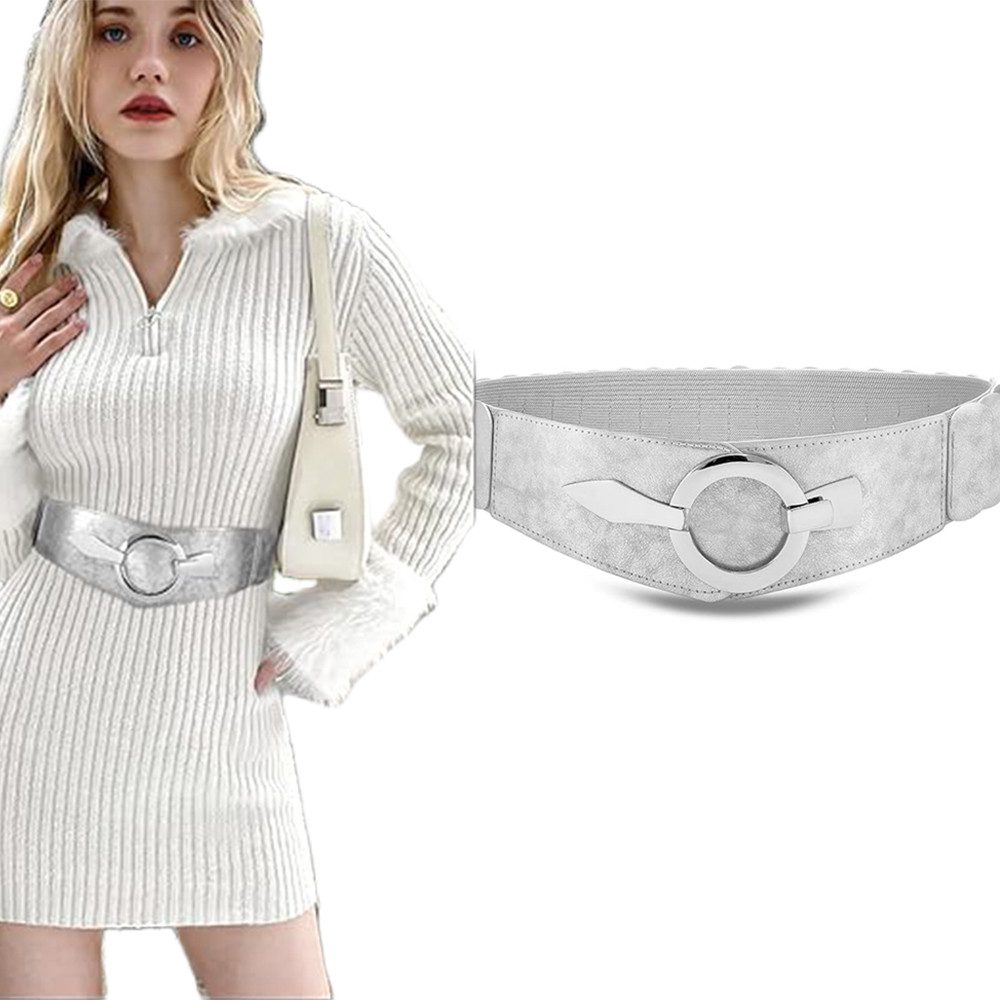 Coonoor Taillengürtel Vintage Stretchgürtel mit silberner Ring-Schließe Dam günstig online kaufen