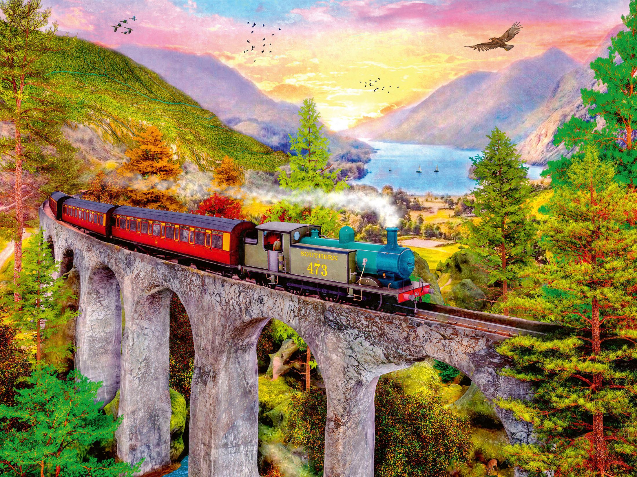 Ravensburger Puzzle Zugfahrt im Herbst, 1500 günstig online kaufen