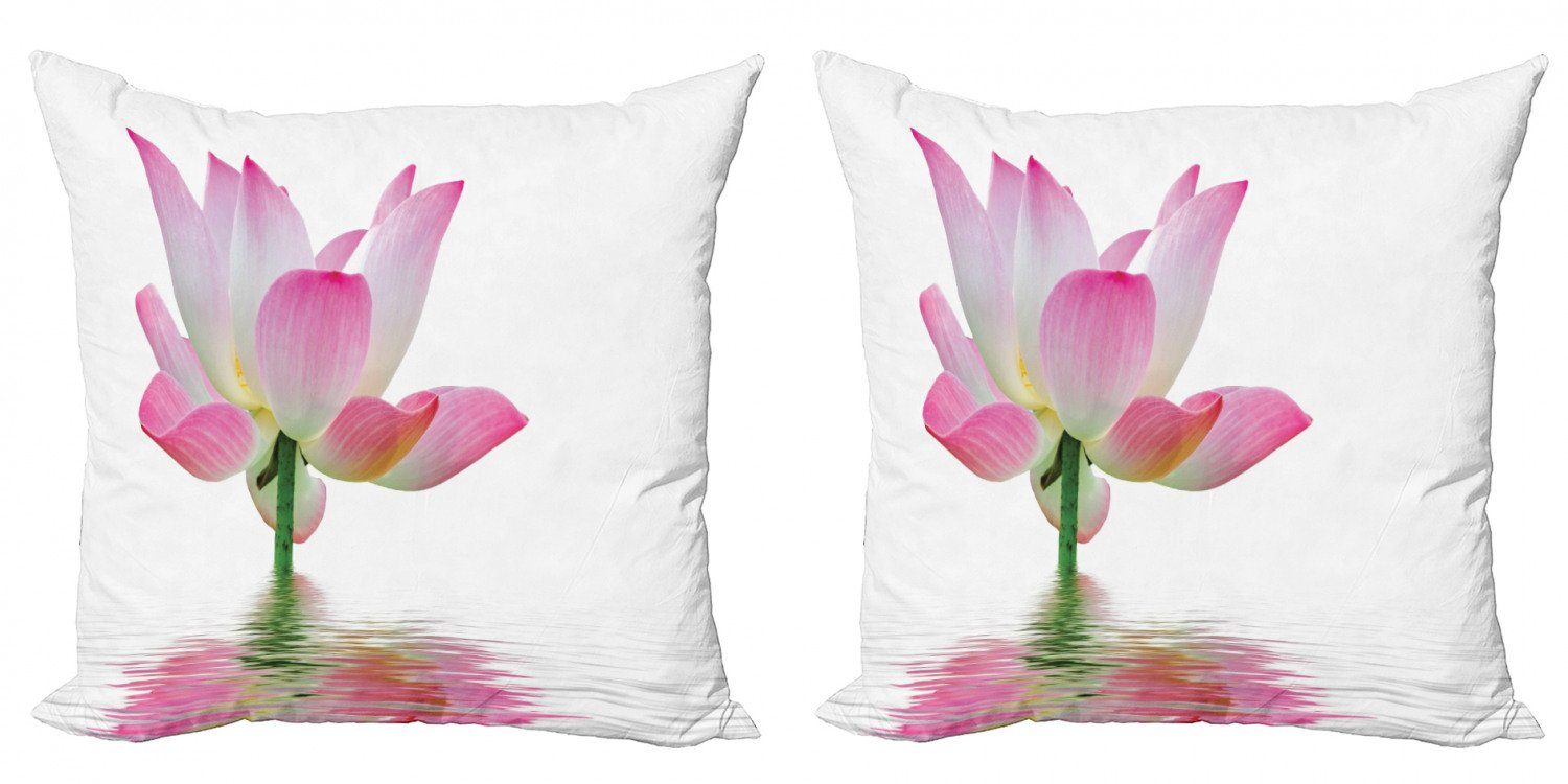 Stück), Abakuhaus (2 Weiß Pink Wasser Lotus Digitaldruck, in Kissenbezüge und Accent Modern Doppelseitiger
