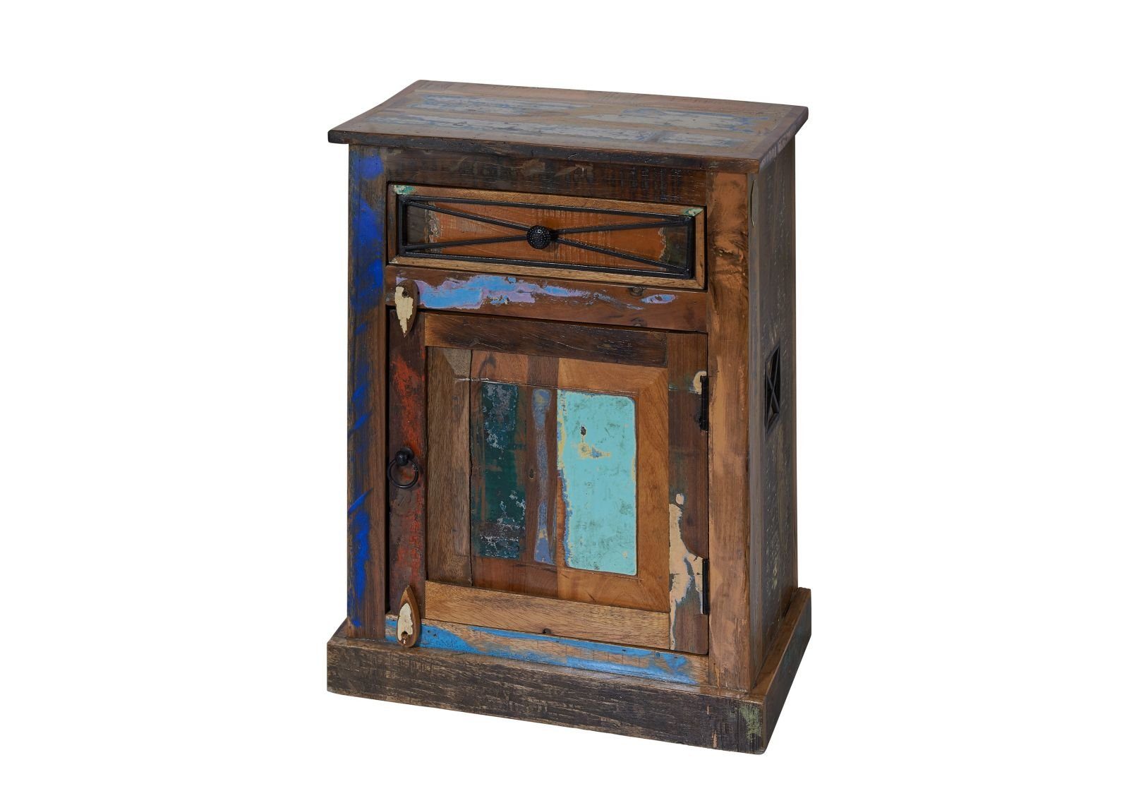 Massivmoebel24 Badmöbel-Set, (Altholz 55x34x73 mehrfarbig lackiert NATURE OF SPIRIT #100), Altholz 55x34x73 mehrfarbig lackiert NATURE OF SPIRIT #100