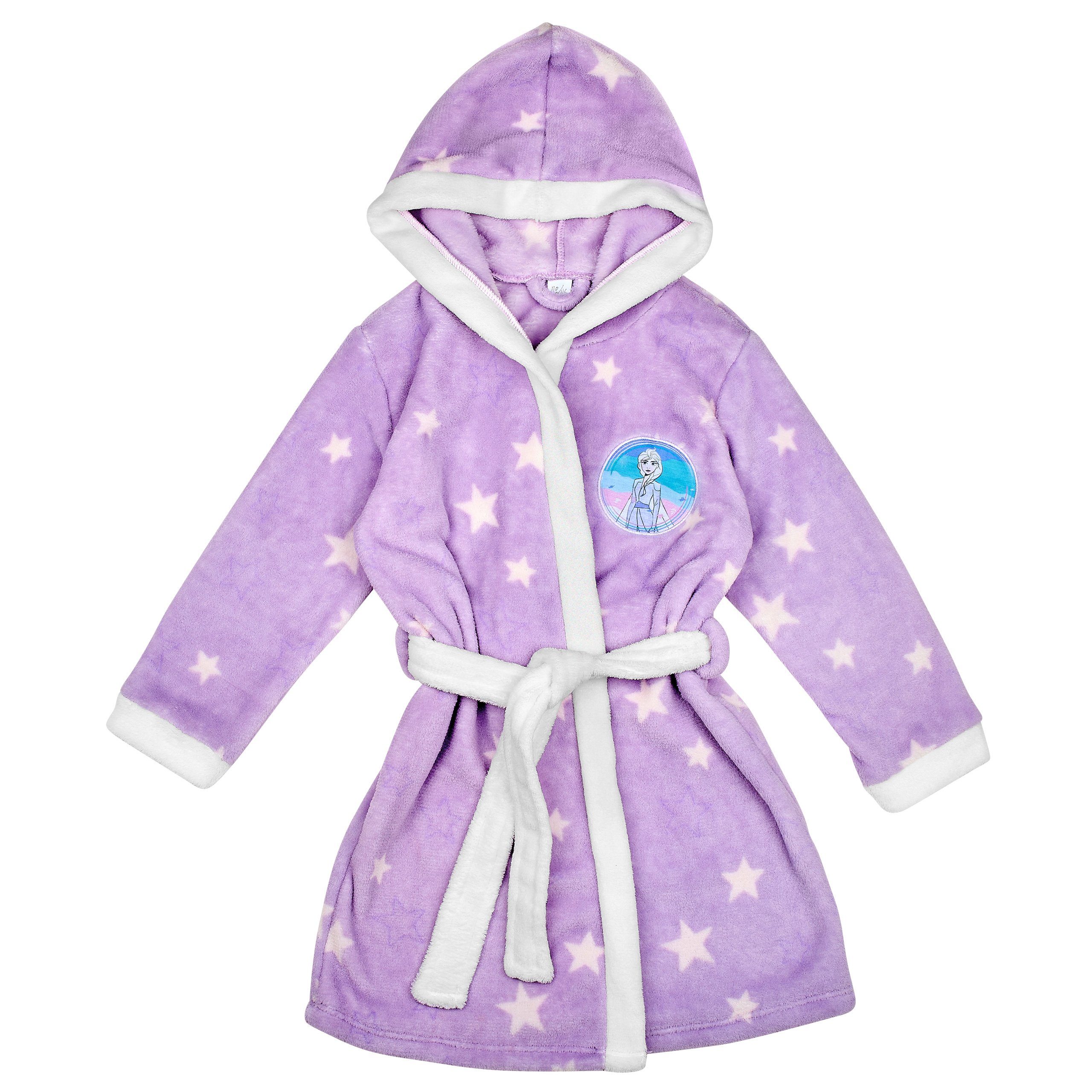 Disney weichen Eiskönigin warmen Bademantel Die Kinderbademantel Fleece aus Kapuze und Lila mit