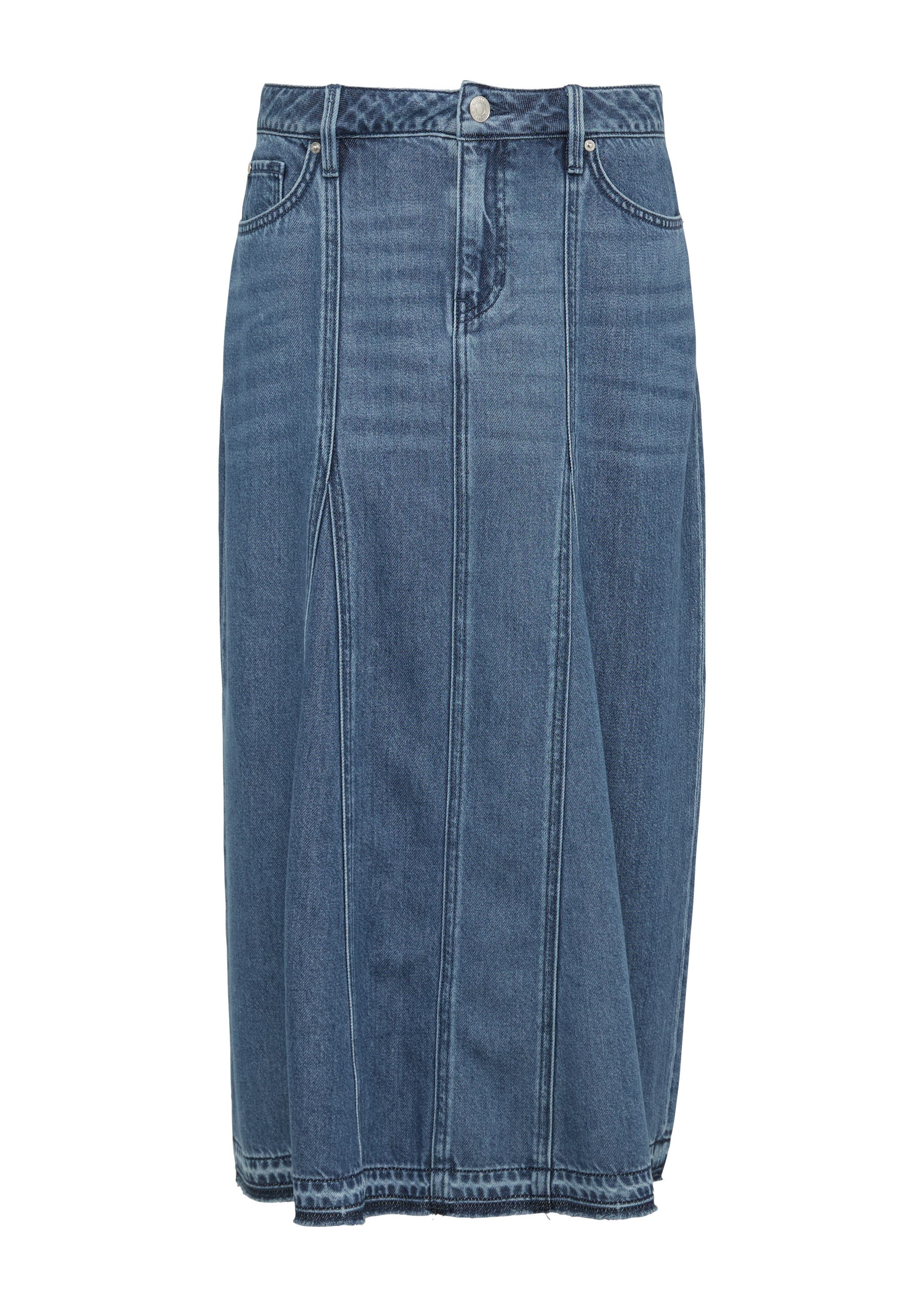 s.Oliver Midirock Rock Ausgestellter Midirock aus Denim mit ausgefranstem S günstig online kaufen