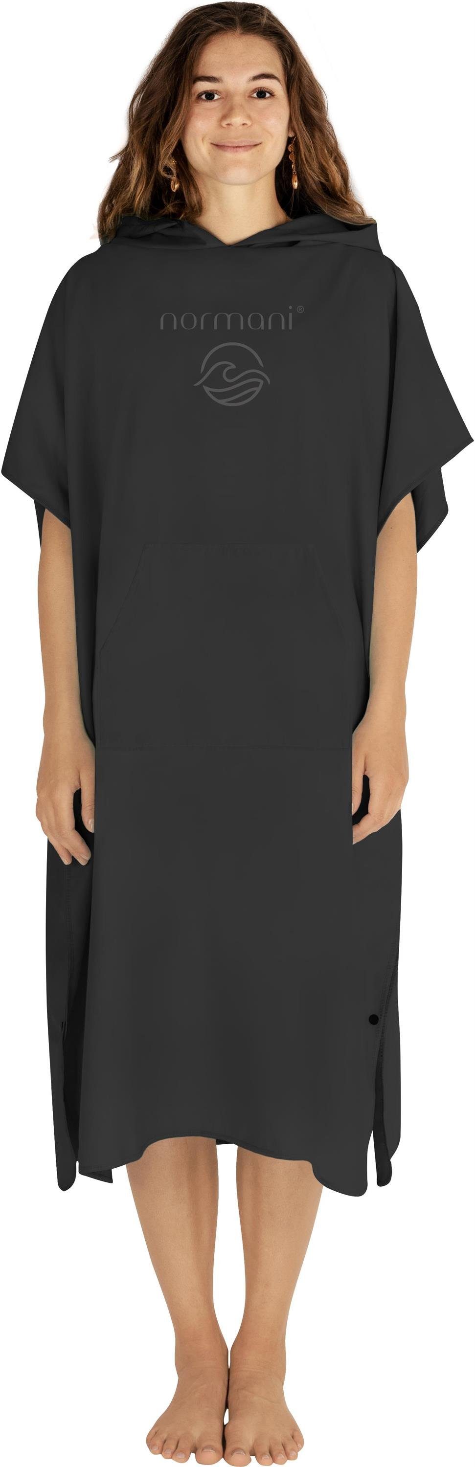 normani Badeponcho Damen Mikrofaser Badeponcho Nosara, Midilänge, Polyester, Kapuze, Schlupf, Surfer Poncho + Badetuch aus recyceltem Material