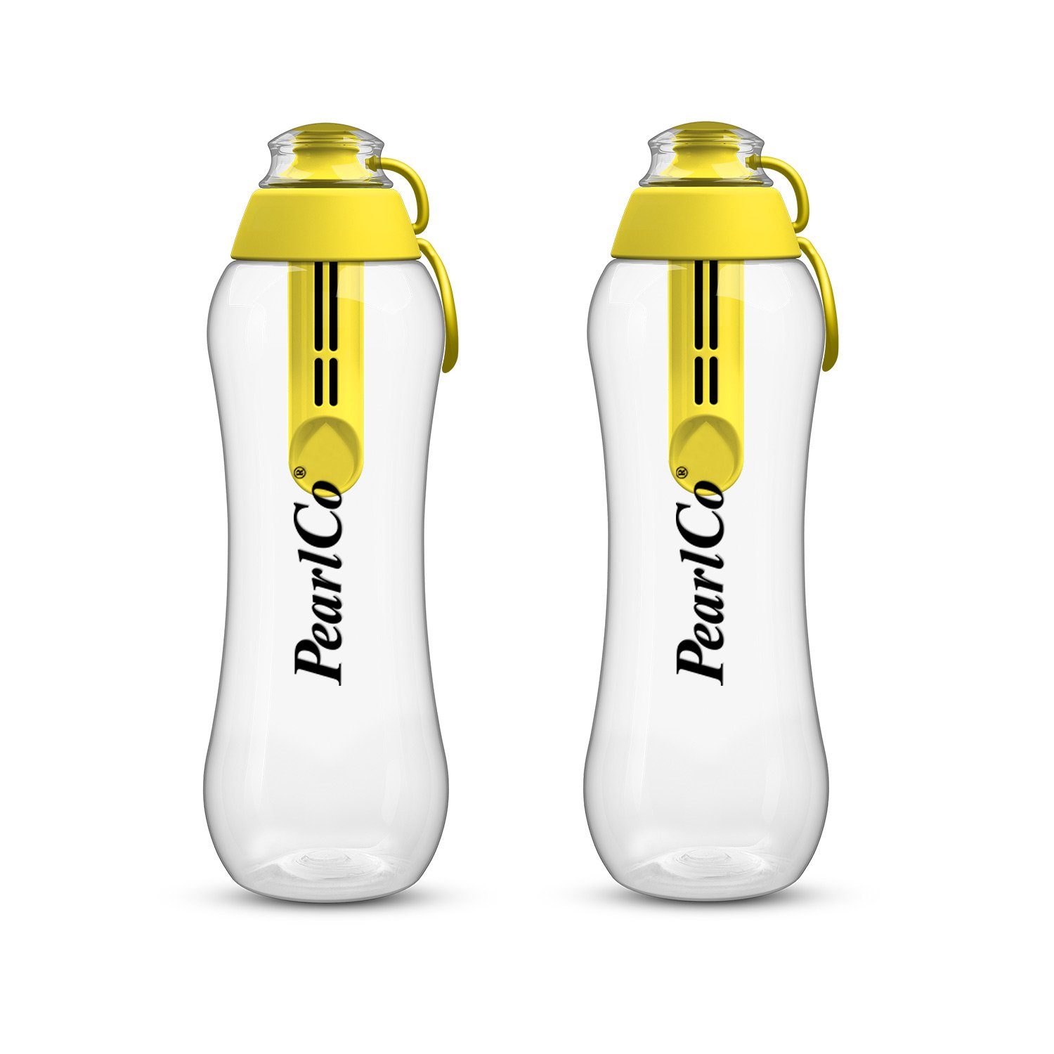 PearlCo Trinkflasche Zwei Filter Trinkflaschen 0,5 Liter gelb mit
