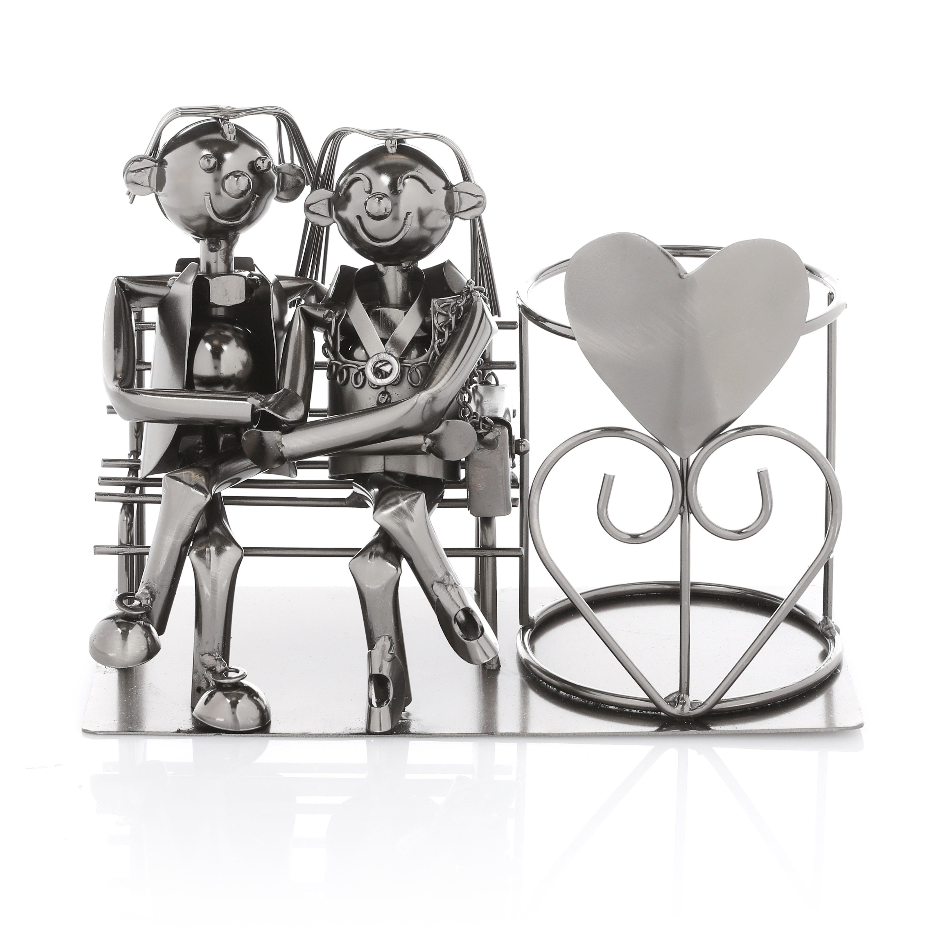 Nordstern Weinflaschenhalter Liebespaar Metall, (1-St), Geschenk zur Hochzeit, Silberhochzeit oder Goldhochzeit