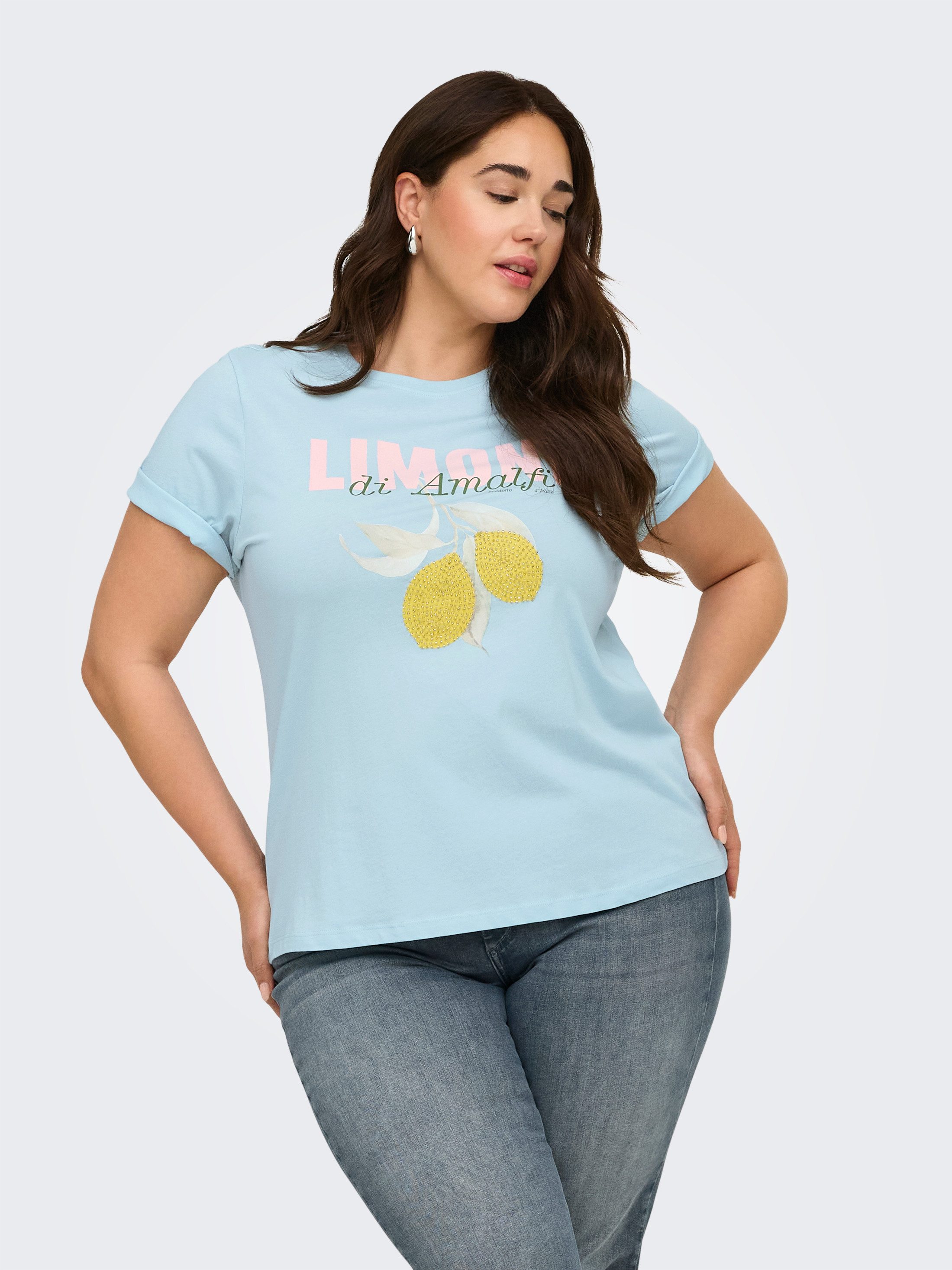 ONLY CARMAKOMA Kurzarmshirt CARKITA LIFE S/S PEARL TOP JRS