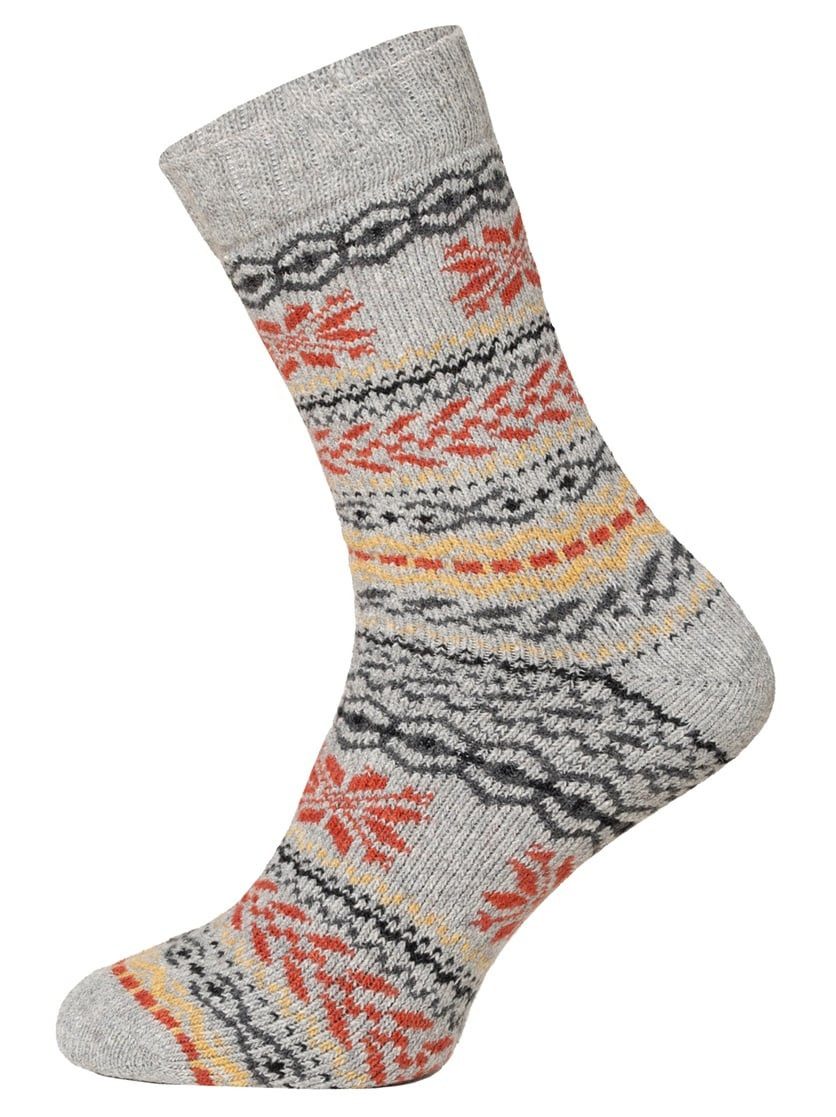 HomeOfSocks Socken Wollsocken Hygge Norweger Design hellgrau/schwarz - 2 Pa günstig online kaufen