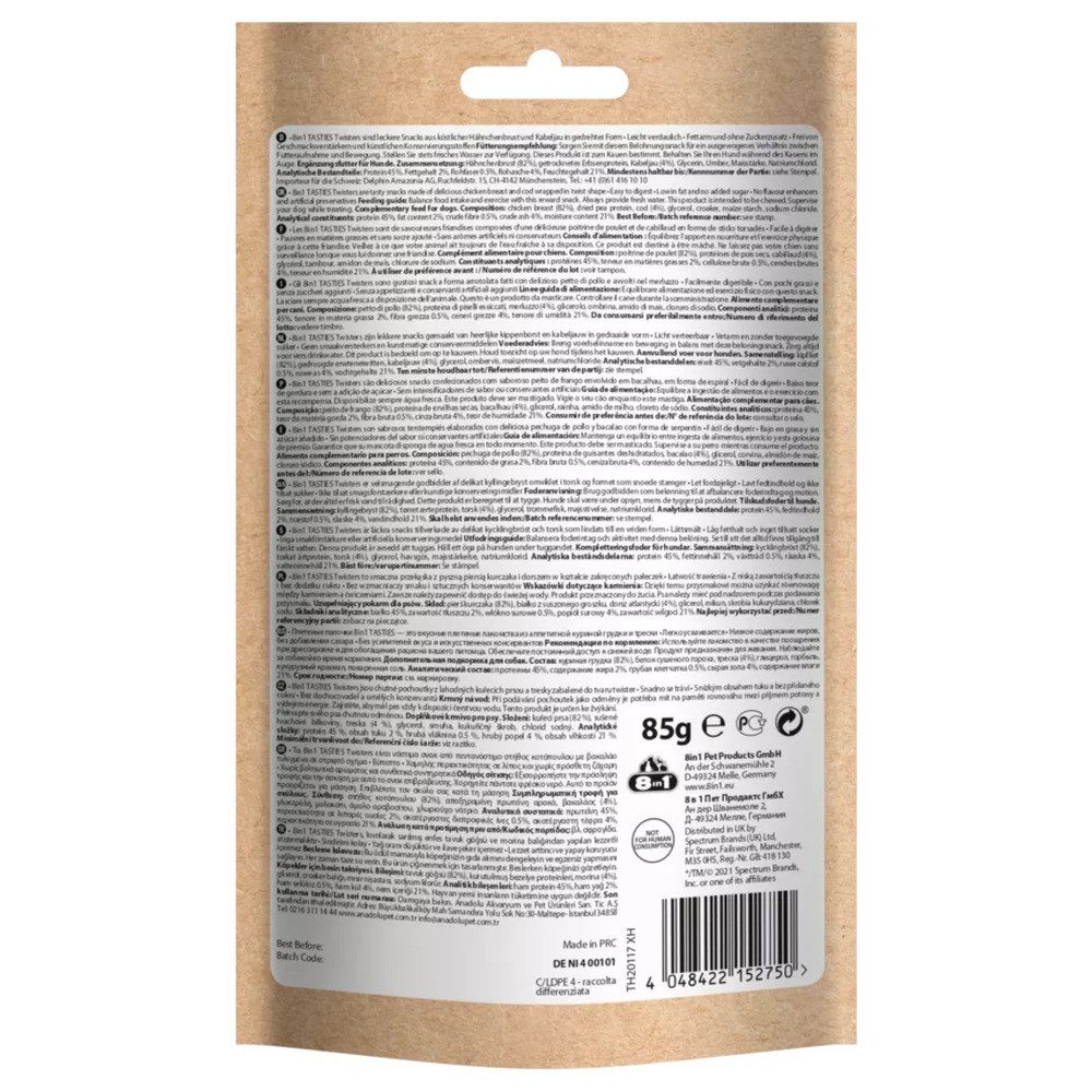 8in1 Tasties Twisters 85 g, für: Hund