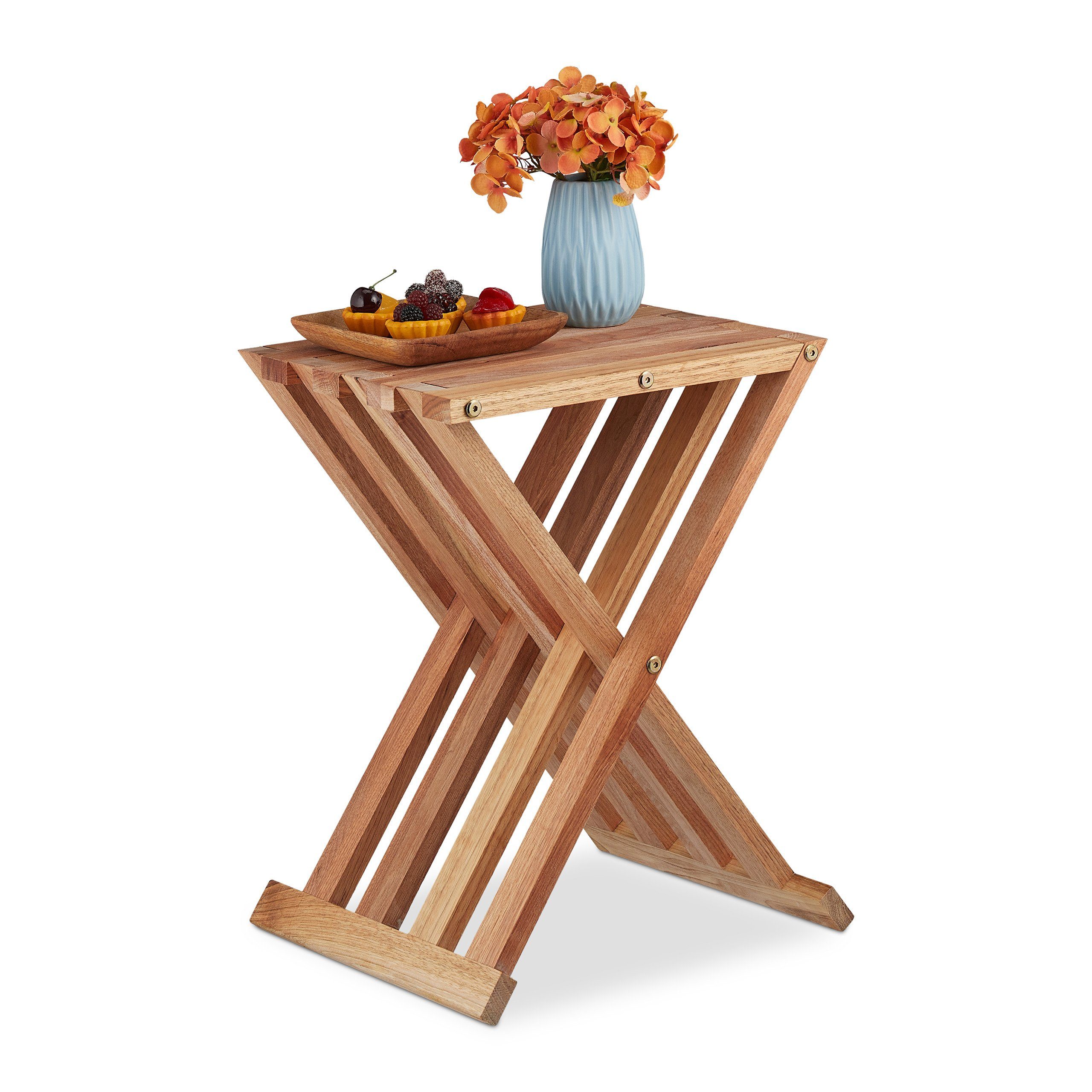 relaxdays Beistelltisch Klapptisch aus Walnuss Holz (1-St)