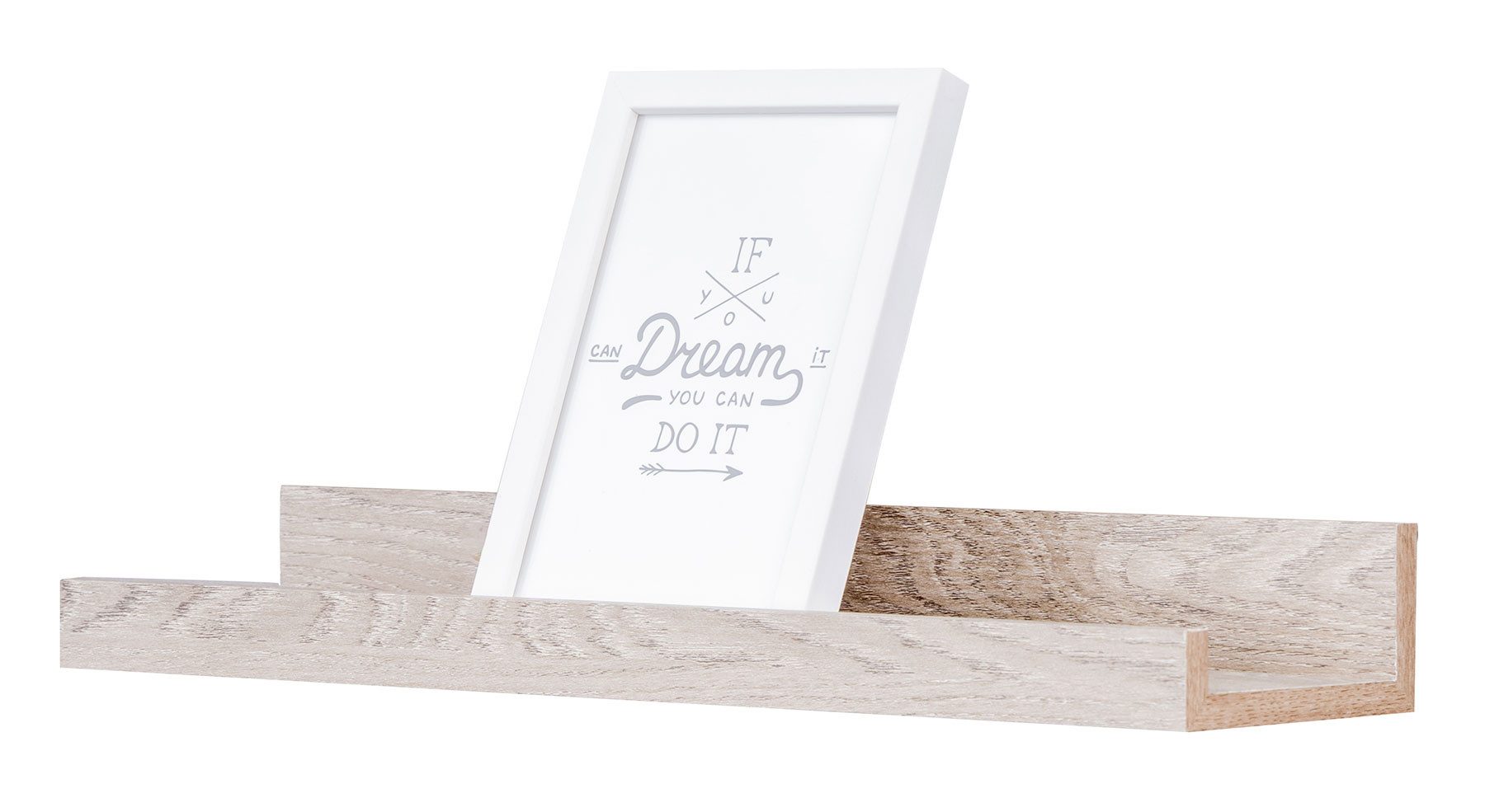 Levandeo® Bilderleiste, Bilderleiste Eiche Gekälkt L40cm MDF Holz Wandregal günstig online kaufen