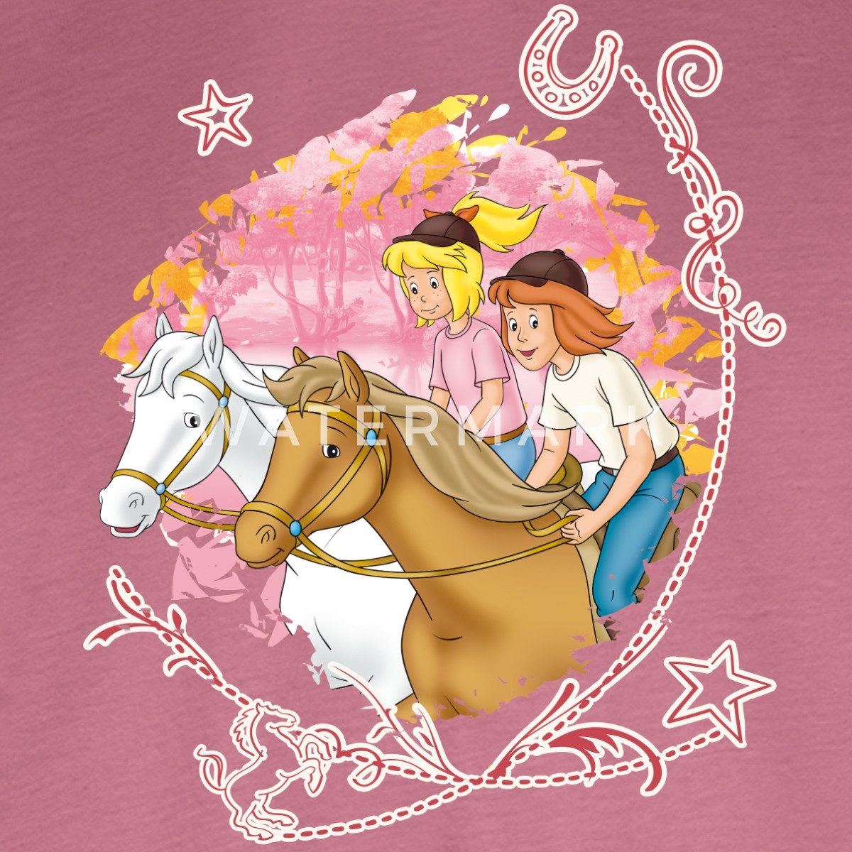 Spreadshirt T-Shirt Bibi Und Tina Wettreiten Im Wald Kinder Premium Langarmshirt (1-tlg)