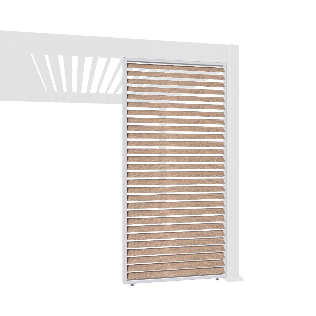Weide Pavillonseitenteil Holzoptik Lamellenwand für Pergola aus Aluminium 3 Maße, 93x234 cm, Seitenteil