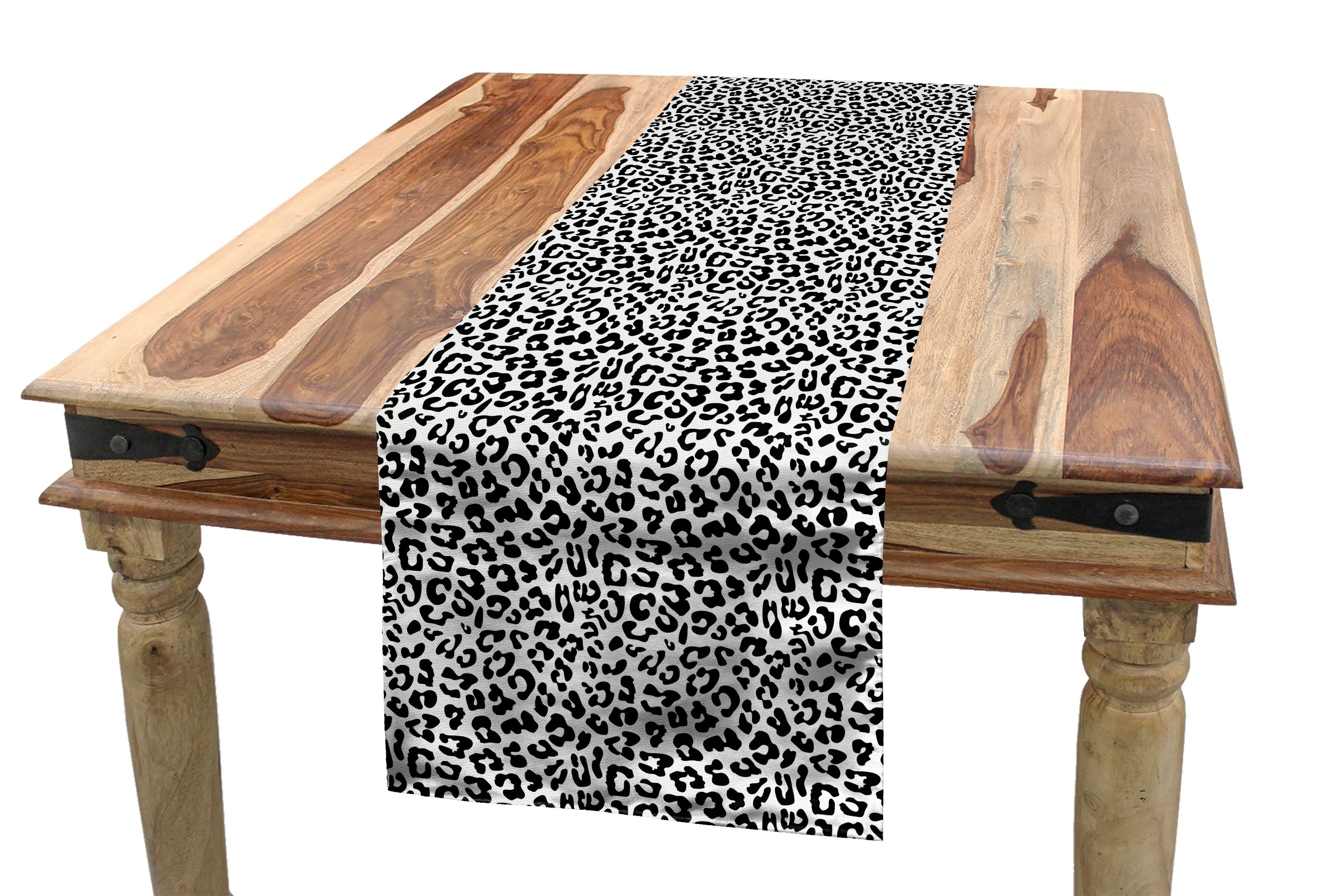 Abakuhaus Tischläufer Esszimmer Küche Rechteckiger Dekorativer Tischläufer, Leopard-Druck Wild Animal Abstrakt