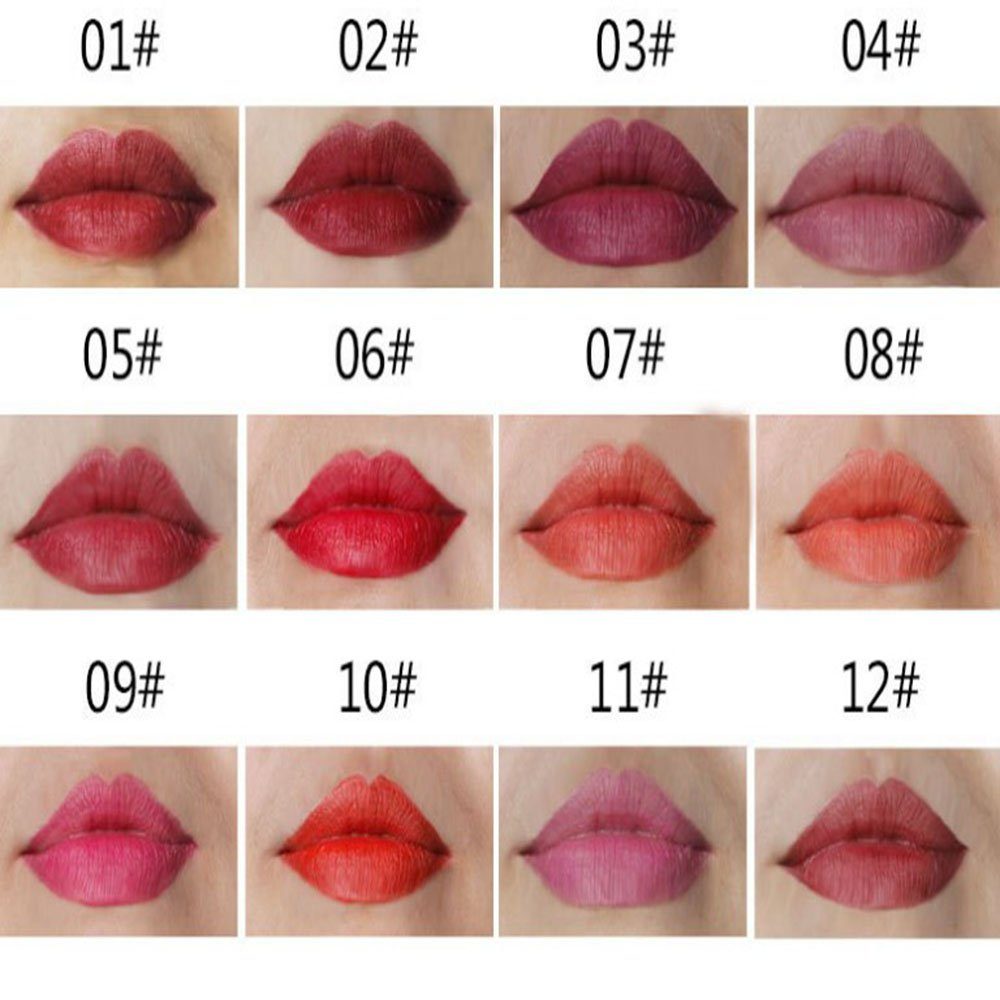 Deckel Lippenstift, 12-tlg., Lipliner, mit 12 POCHUMIDUU Farben, wasserfester Konturstifte Lipliner Lipliner-Stift,