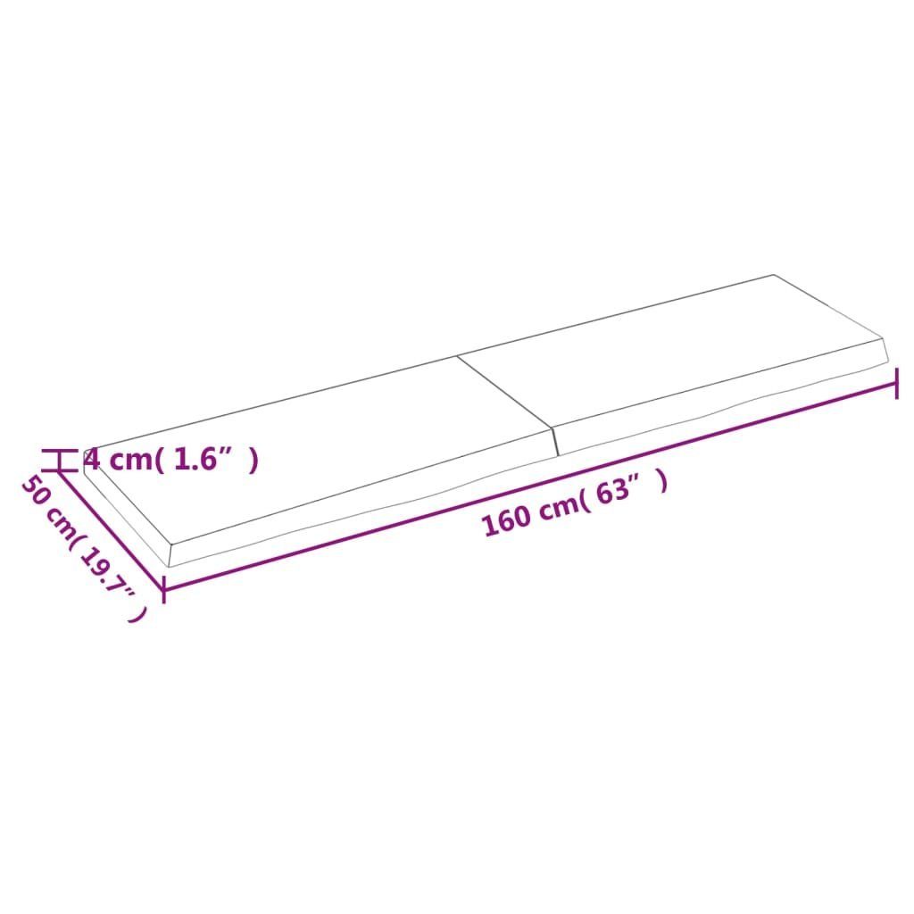 Wandregal furnicato cm Hellbraun Eiche Behandelt 160x50x(2-4) Massivholz